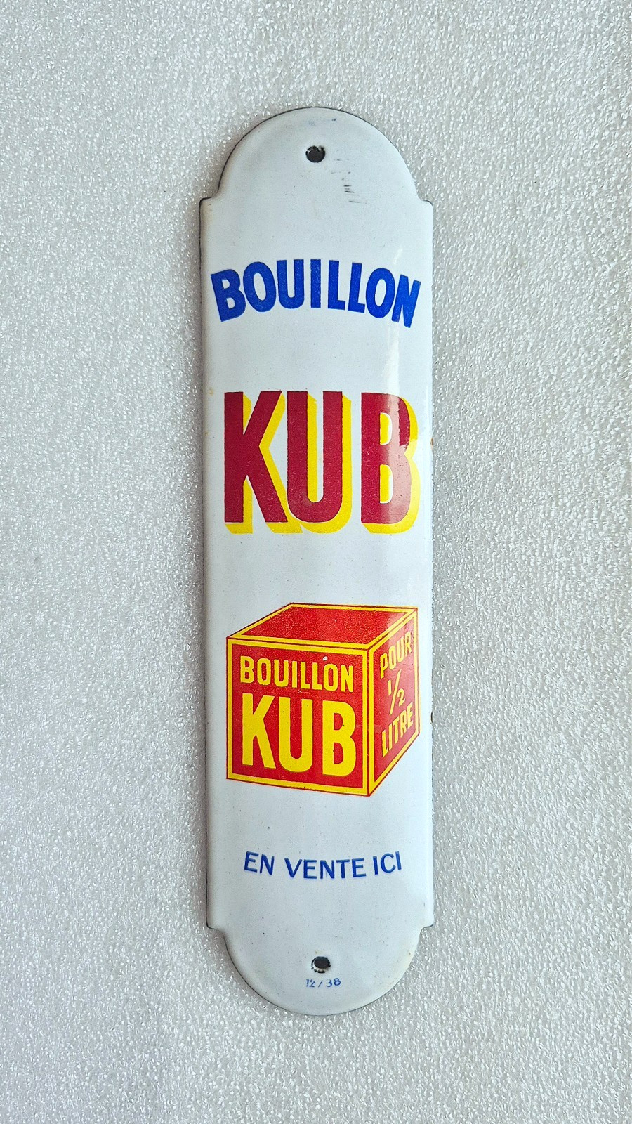 RARE KUB BROTH CLEANLINESS ENAMEL PLATE – 1938 – 20.5x5cm