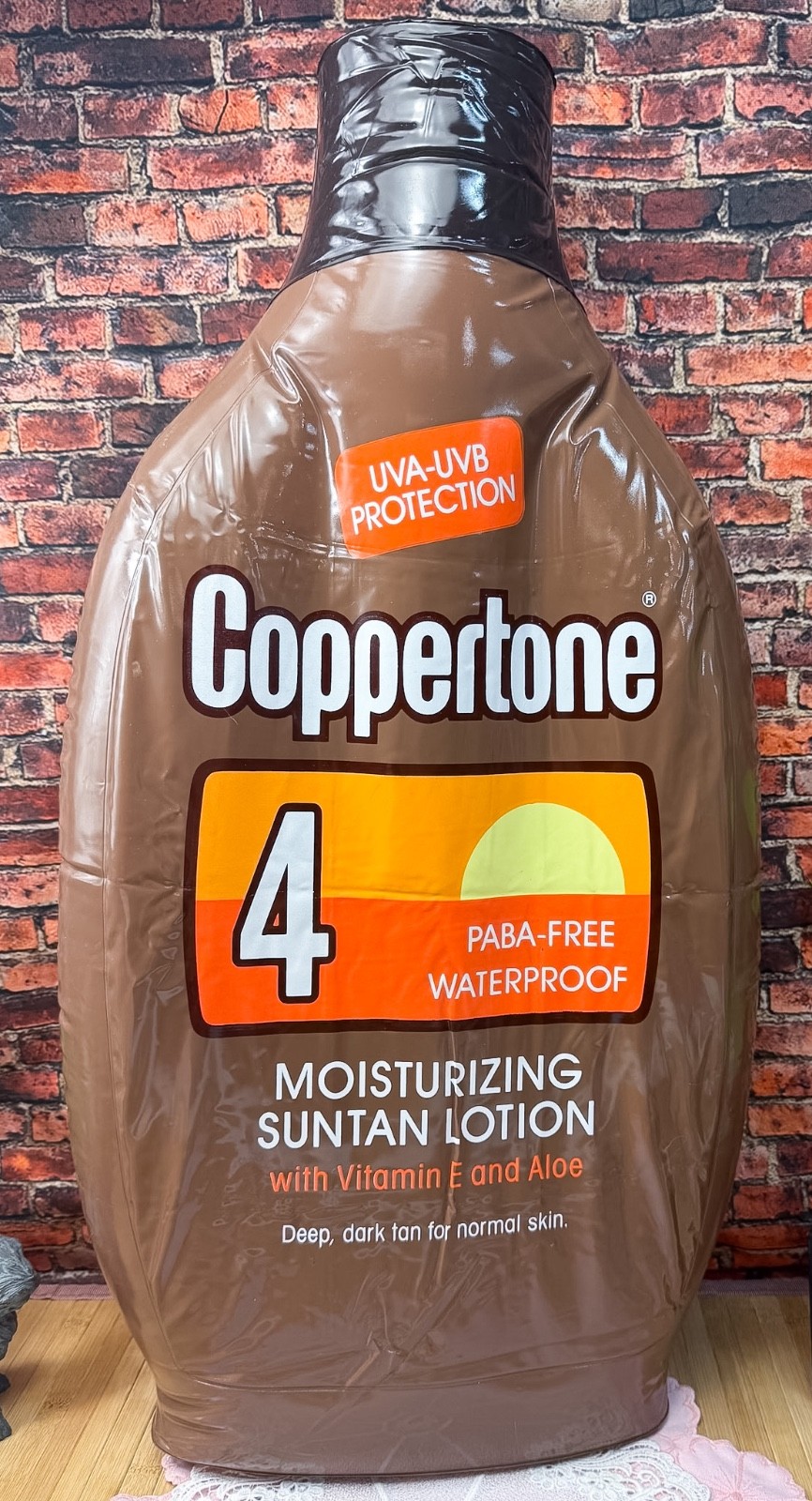 Vintage COPPERTONE 4–28” Inflatable—Brown/Orange Advertising Hanging Bottle