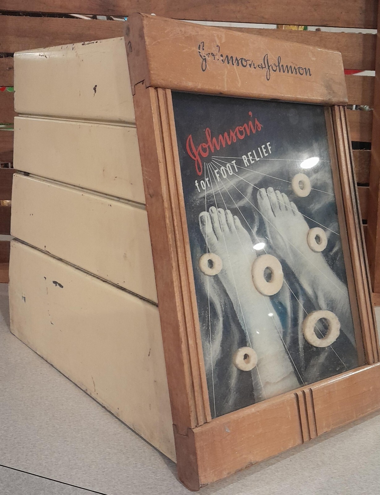 vintage sore feet medical store display JOHNSON & JOHNSON ca.1949 CORN & BUNION