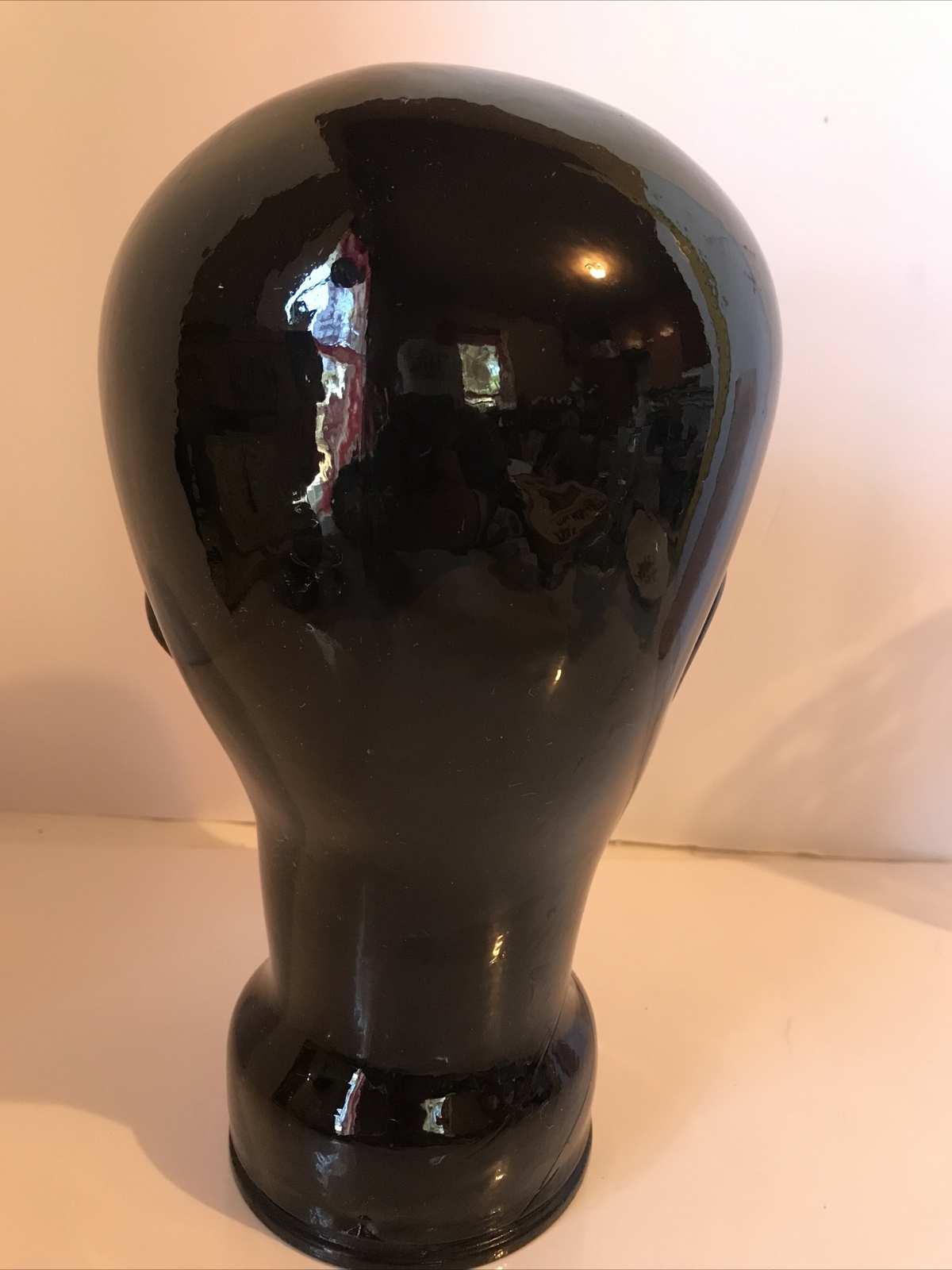 Vintage Black Ceramic Mannequin Model Head Hat Wig Hair Store Vanity Display