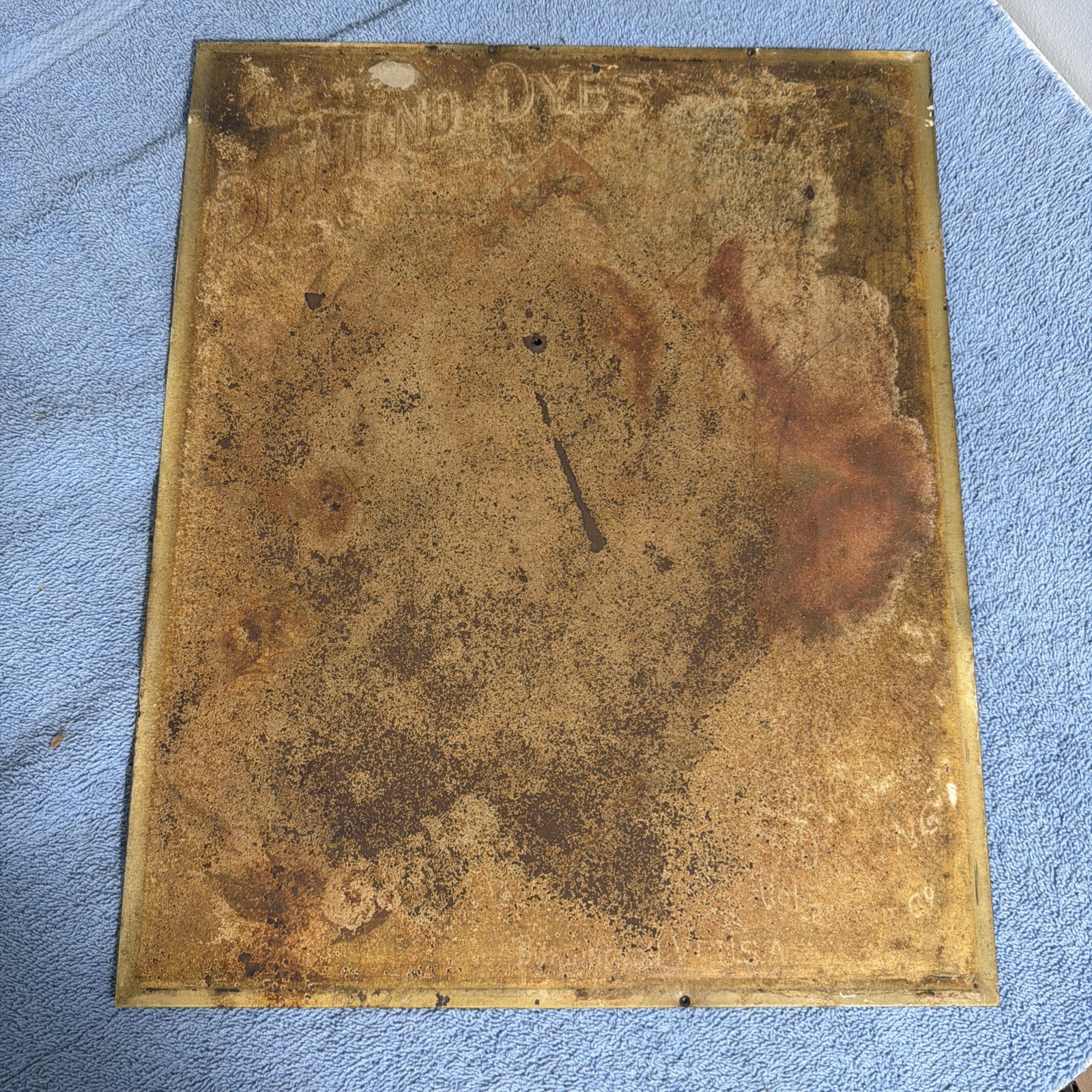 Diamond Dyes Display Cabinet Tin Sign Part Antique Wells The Baby Cherry Rare