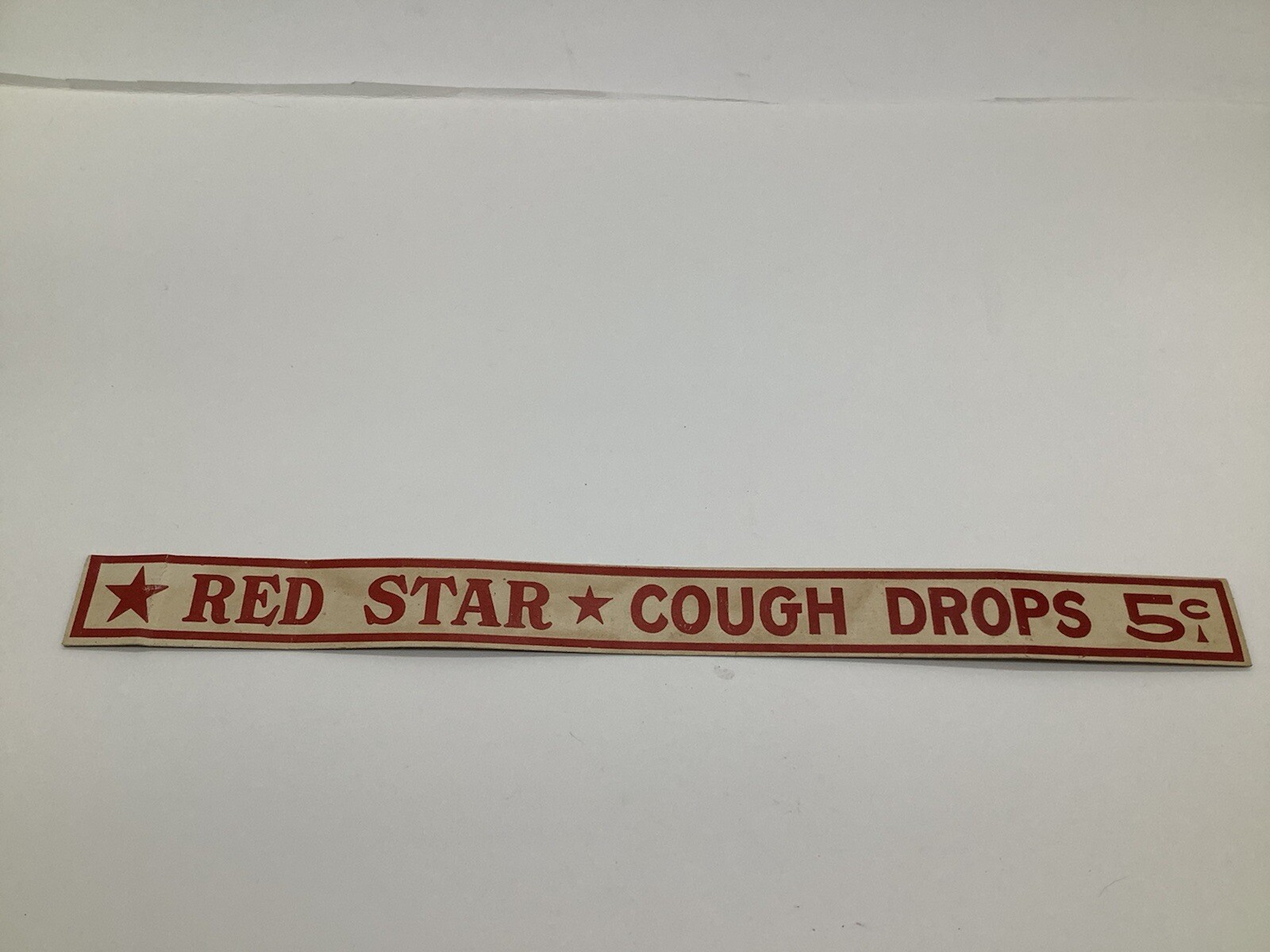 Cardboard Red Star Cough Drops Shelf Label Tag Sign