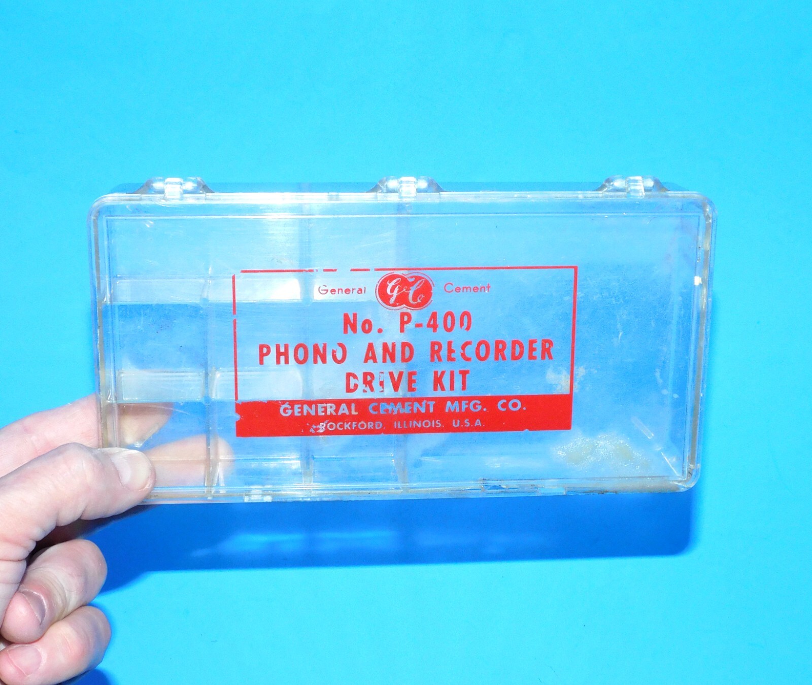 NO. P-400 PHONO AND RECORDER DRIVE KIT GENERAL CEMENT CLEAR PLASTIC BOX