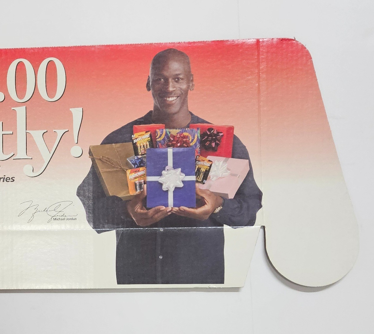 1998 Michael Jordan Rayovac 35 x 13.25 Store Display Topper Advertising Piece