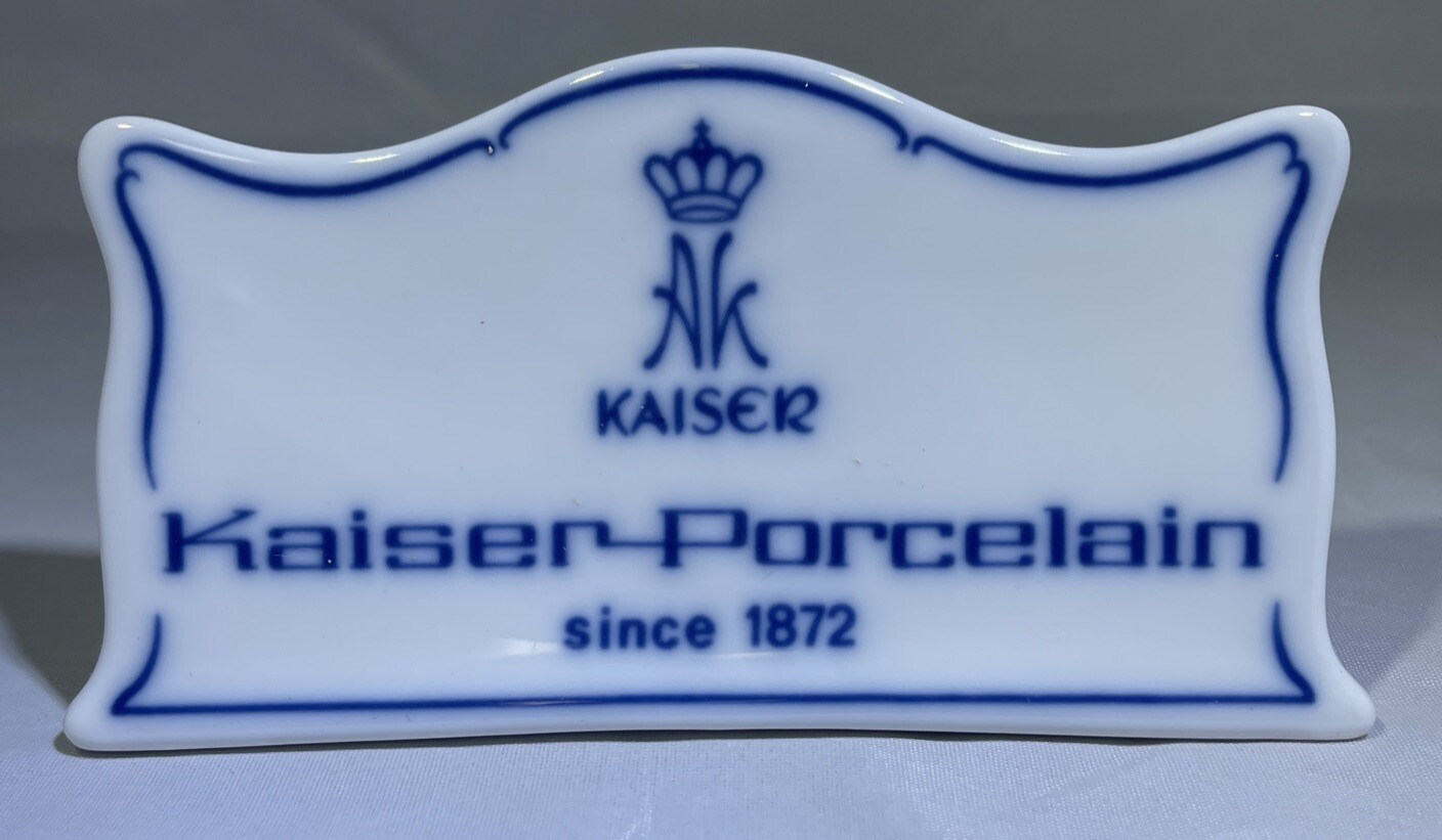 Blue White Kaiser Porcelain Dealer Advertising Display Sign Plaque Since 1872