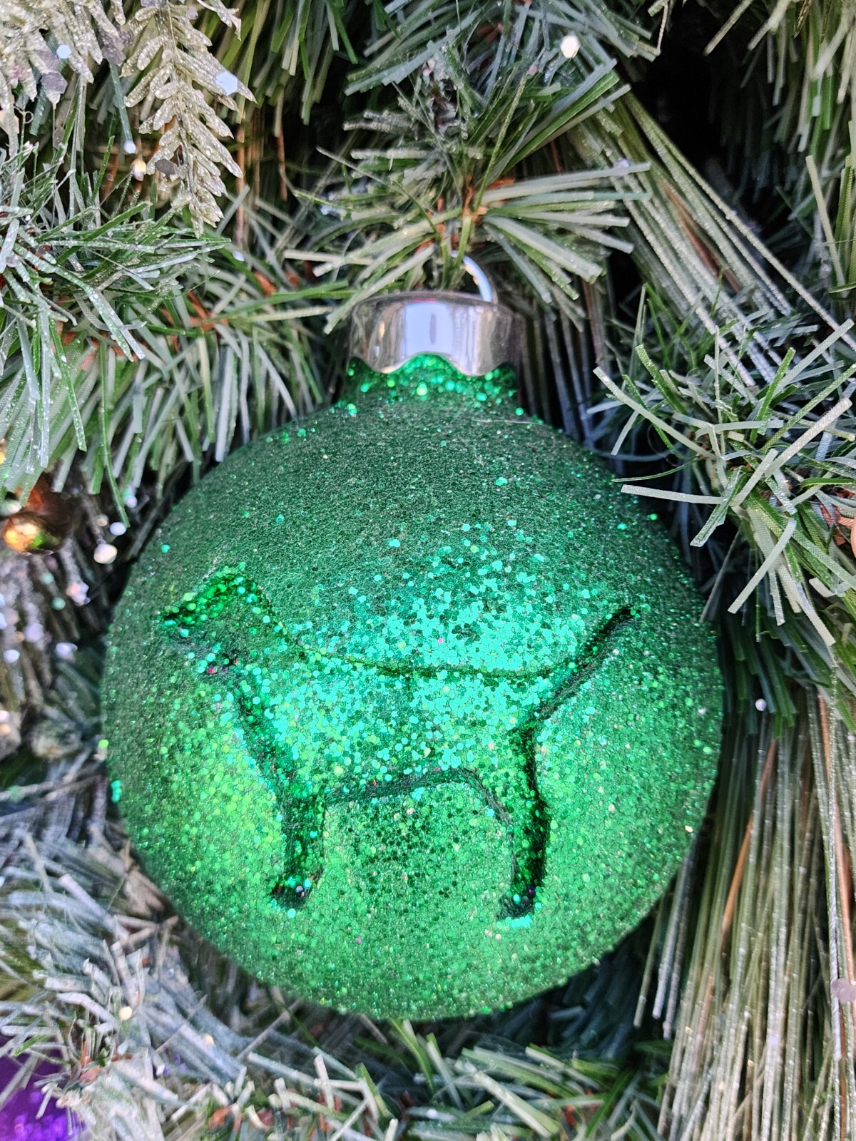 Victoria’s Secret GREEN Dog Glitter Christmas Ornament Store Display Prop