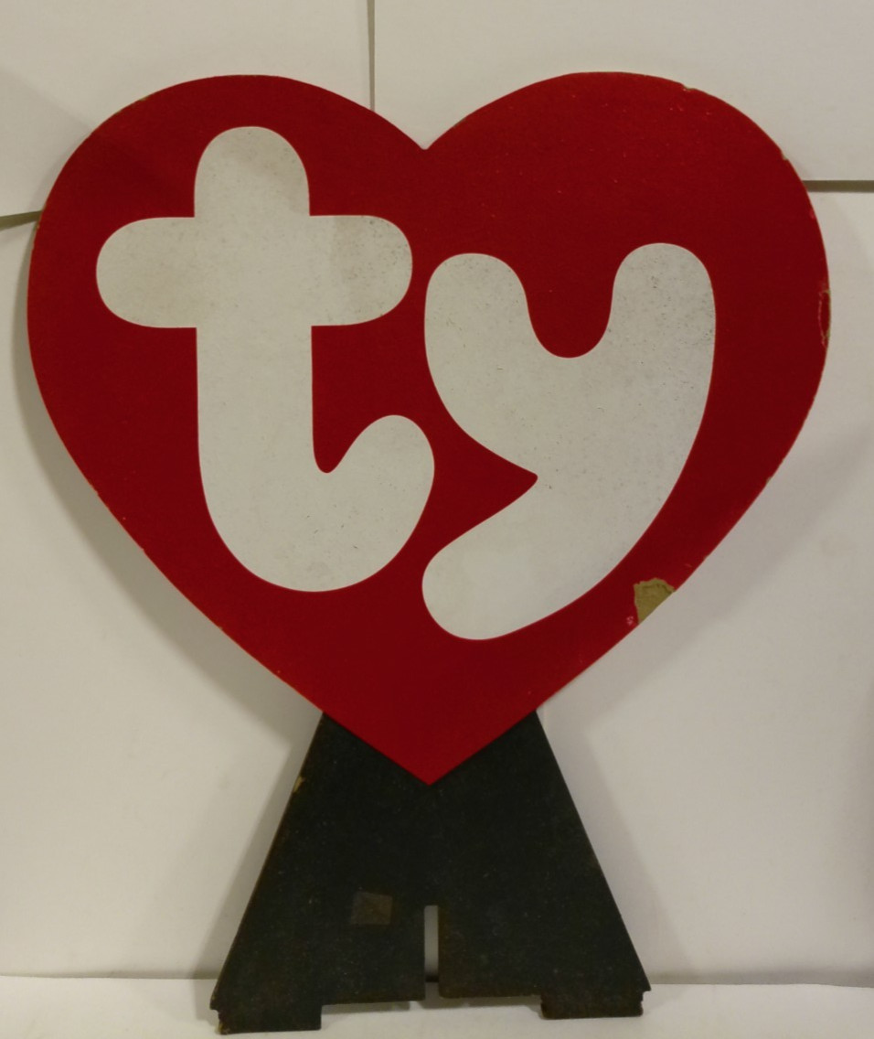 RARE TY BEANIE BABIES LARGE HEART SHAPED STORE DISPLAY SIGN 18.5″ TALL