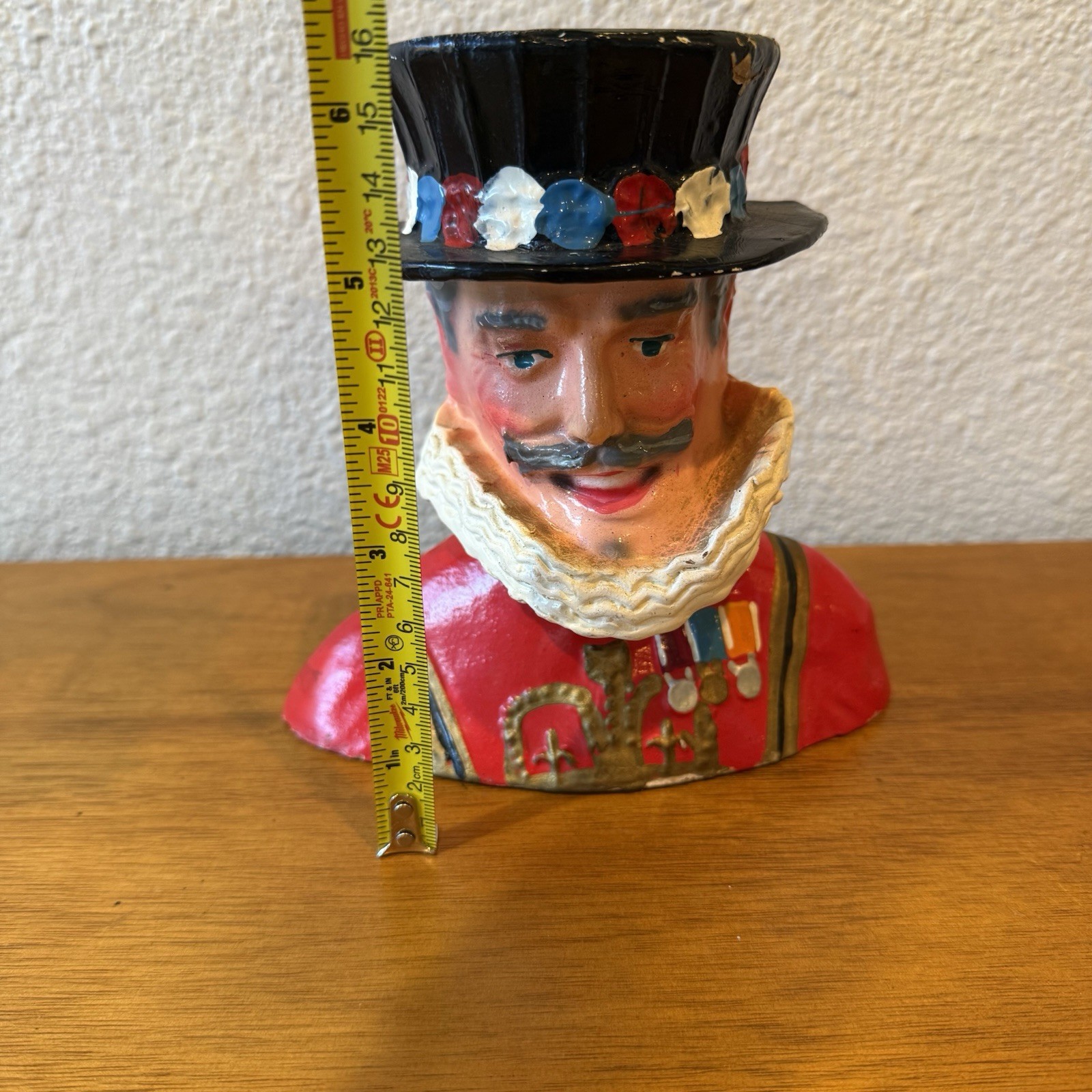 Vintage Beefeaters Gin Bust Torso Advertisement Hand Painted Plaster 6”