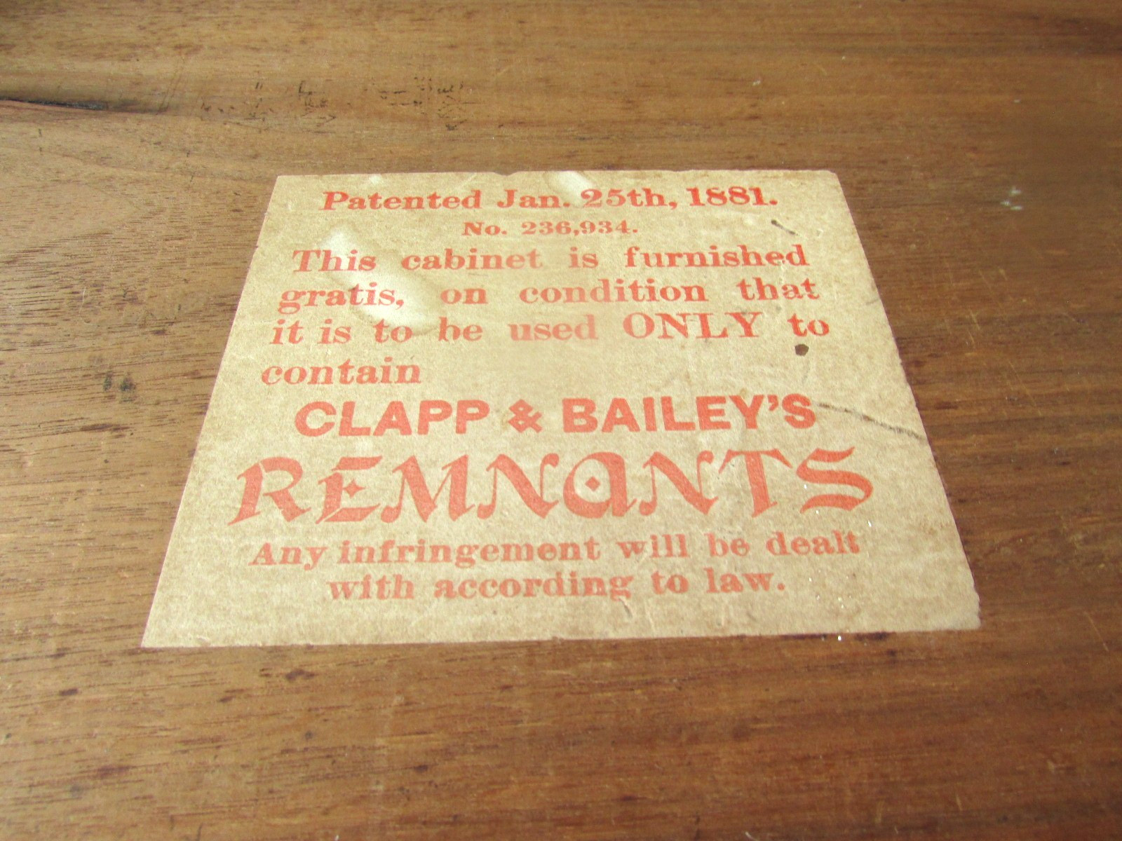 Antique 1880s CLAPP & BAILEY’S REMNANTS Countertop Advertising Display *READ*
