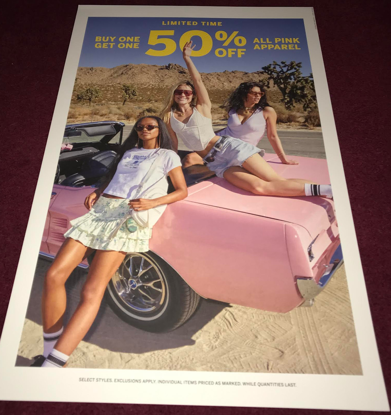 Victoria’s Secret Pink Poster 2 FT RARE HTF PROMO SIGN Dorm Wall Art VS Gift
