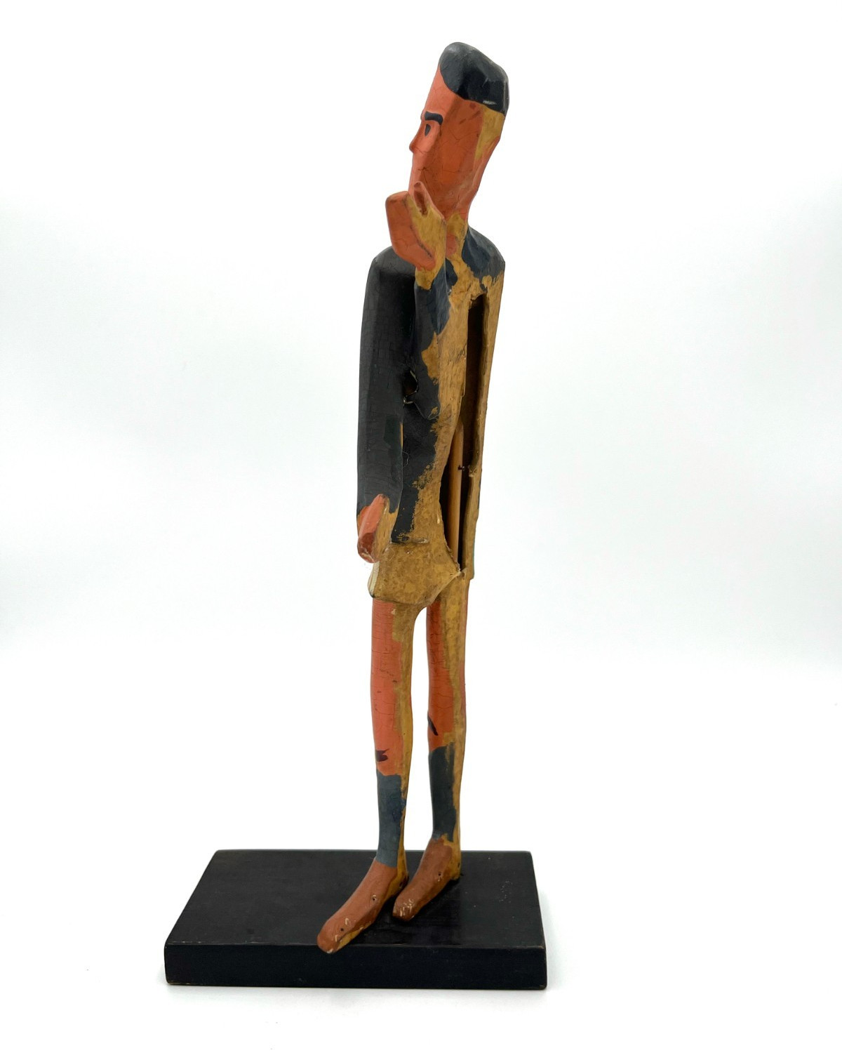 MCM Advertising Store Display Figure Signed Folk Art Man w Sock Garters 14″