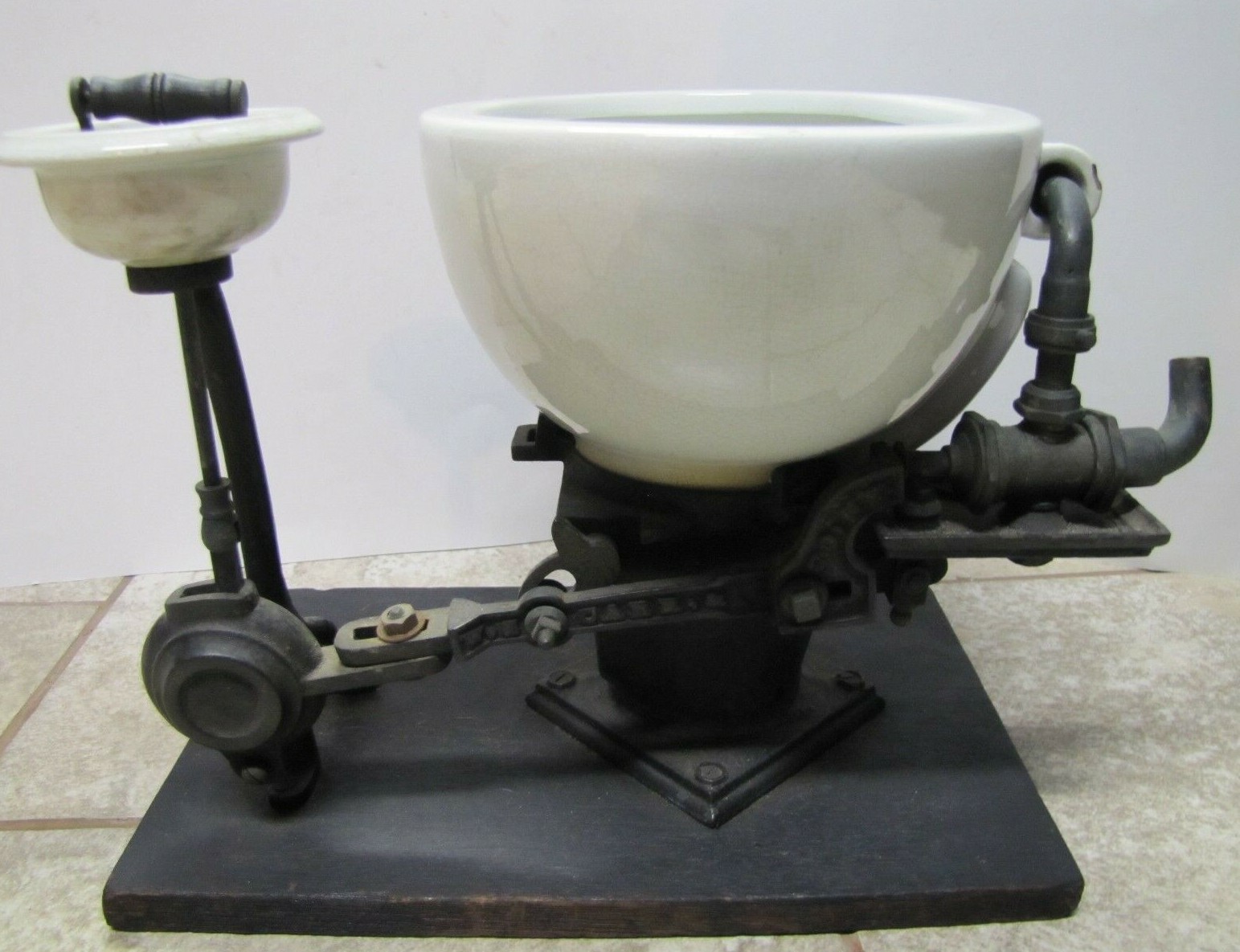 W S CARR NY Antique Dental Spittoon Early Plumbing Porcelain Salesman Sample