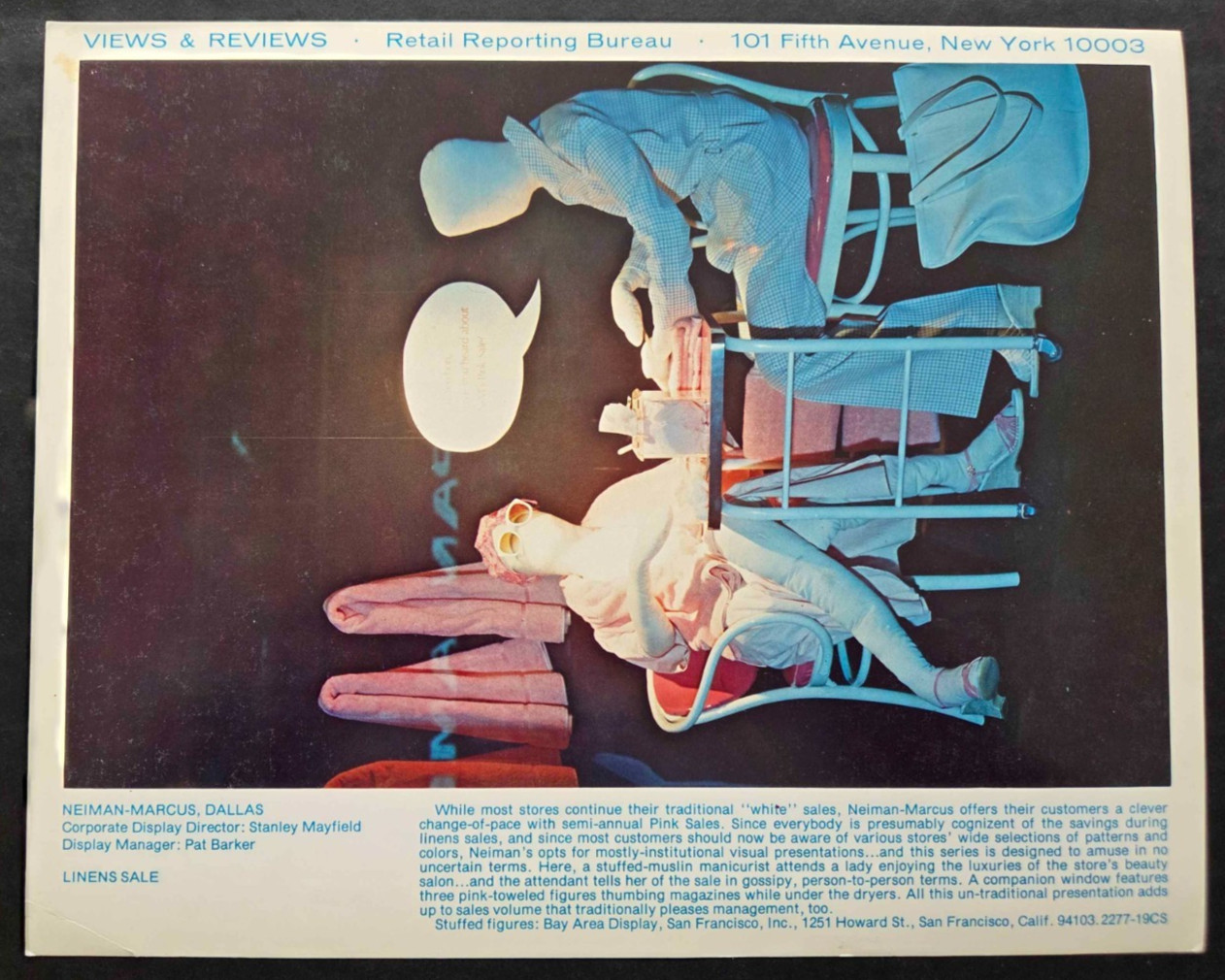 1977 NEIMAN-MARCUS, DALLAS WINDOW DISPLAY PHOTO PRINT PINK SALE