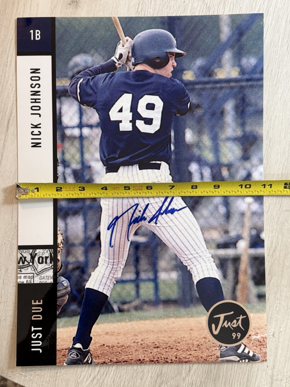 RARE 1999 Nick Johnson Just Minors AUTO Advertising Display Tampa Yankees 11X15