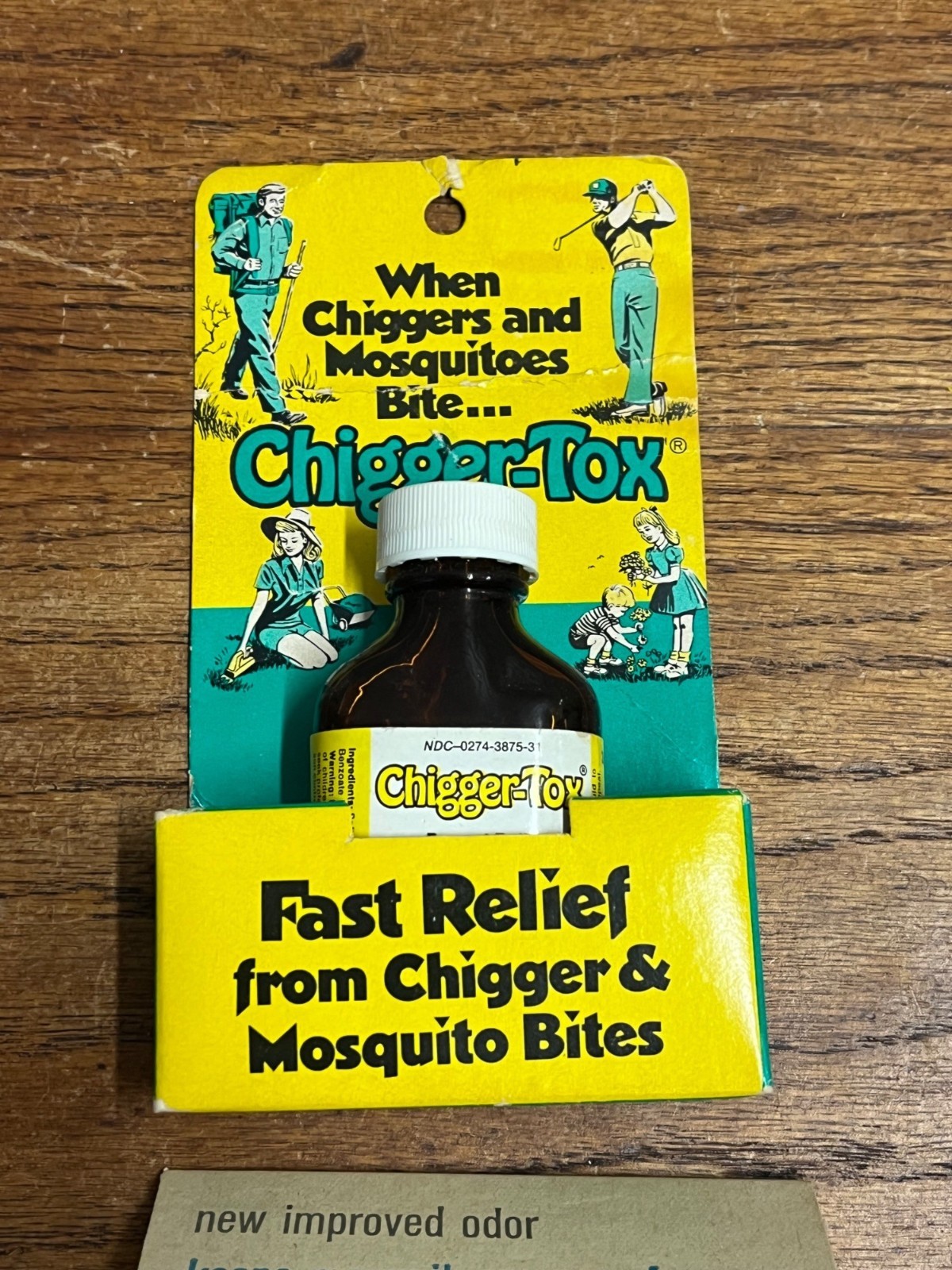 Vintage 1960s Chigger-Tox NOS Store Display Package Bottle Wood Ticks Camping