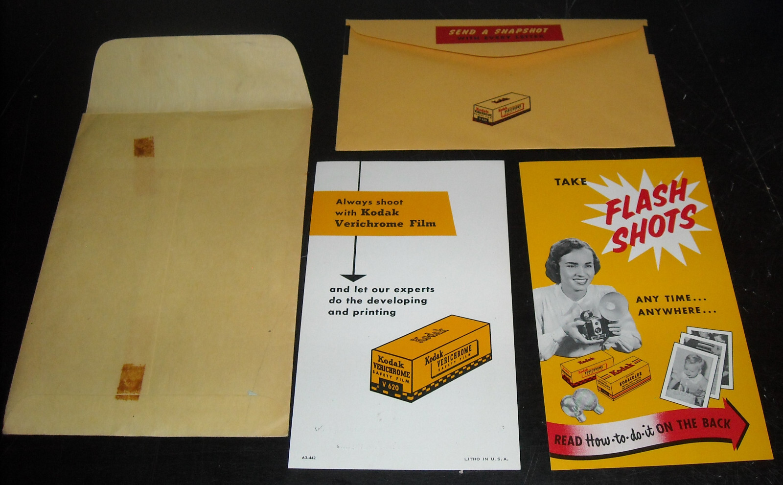 RARE VINTAGE CUNNINGHAM QUALITY PHOTO FINISHING KODAK CAMERA ENVELOPE PRINT AD .