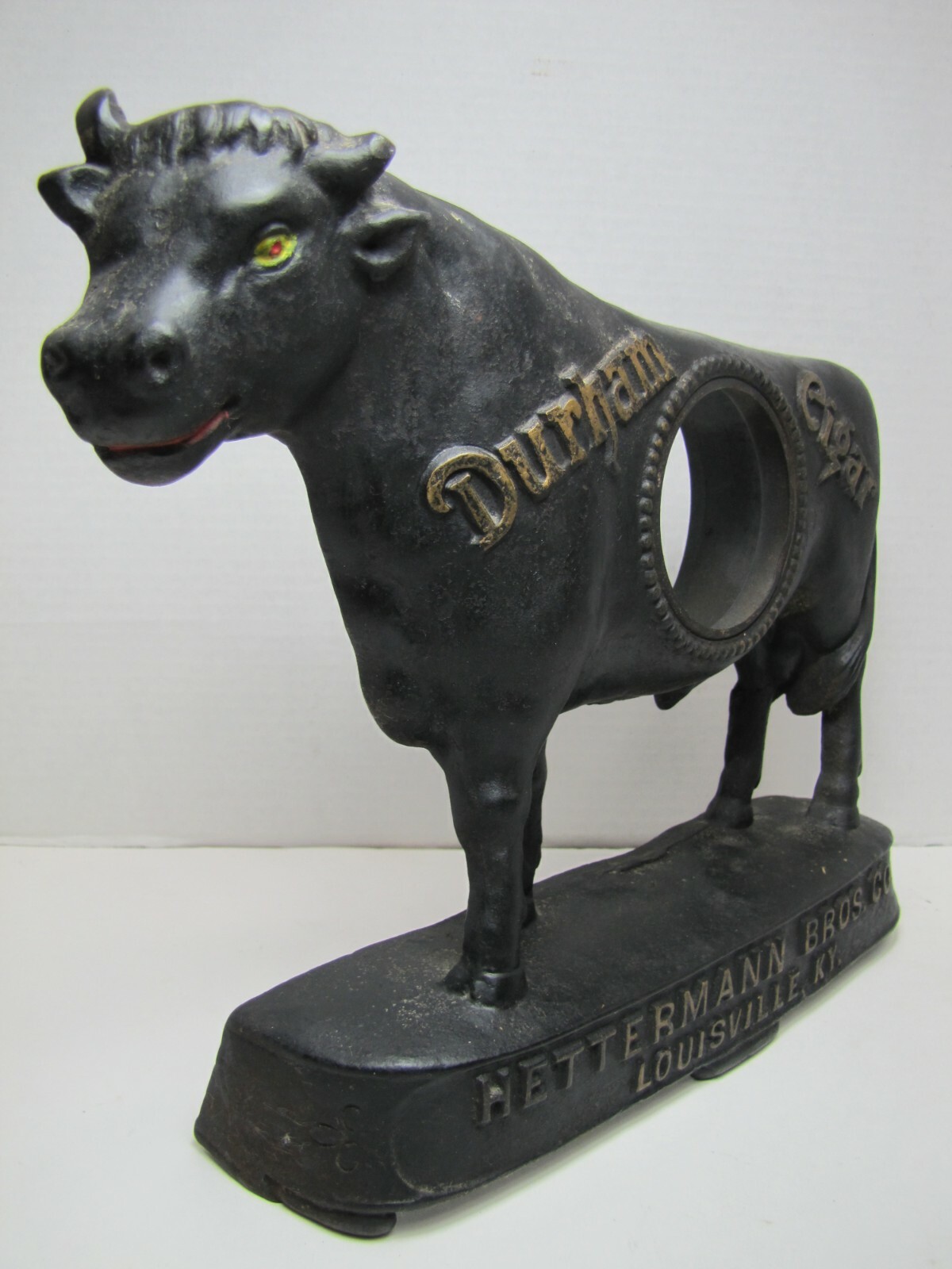 DURHAM CIGAR HETTERMANN BROS LOUISVILLE KY Old Store Display Ad Clock Sign Bull