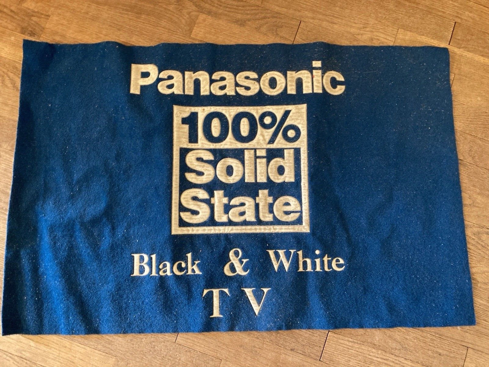 Vintage Panasonic Memorabilia Store Display Rug WallHanging Black White TV 35×22