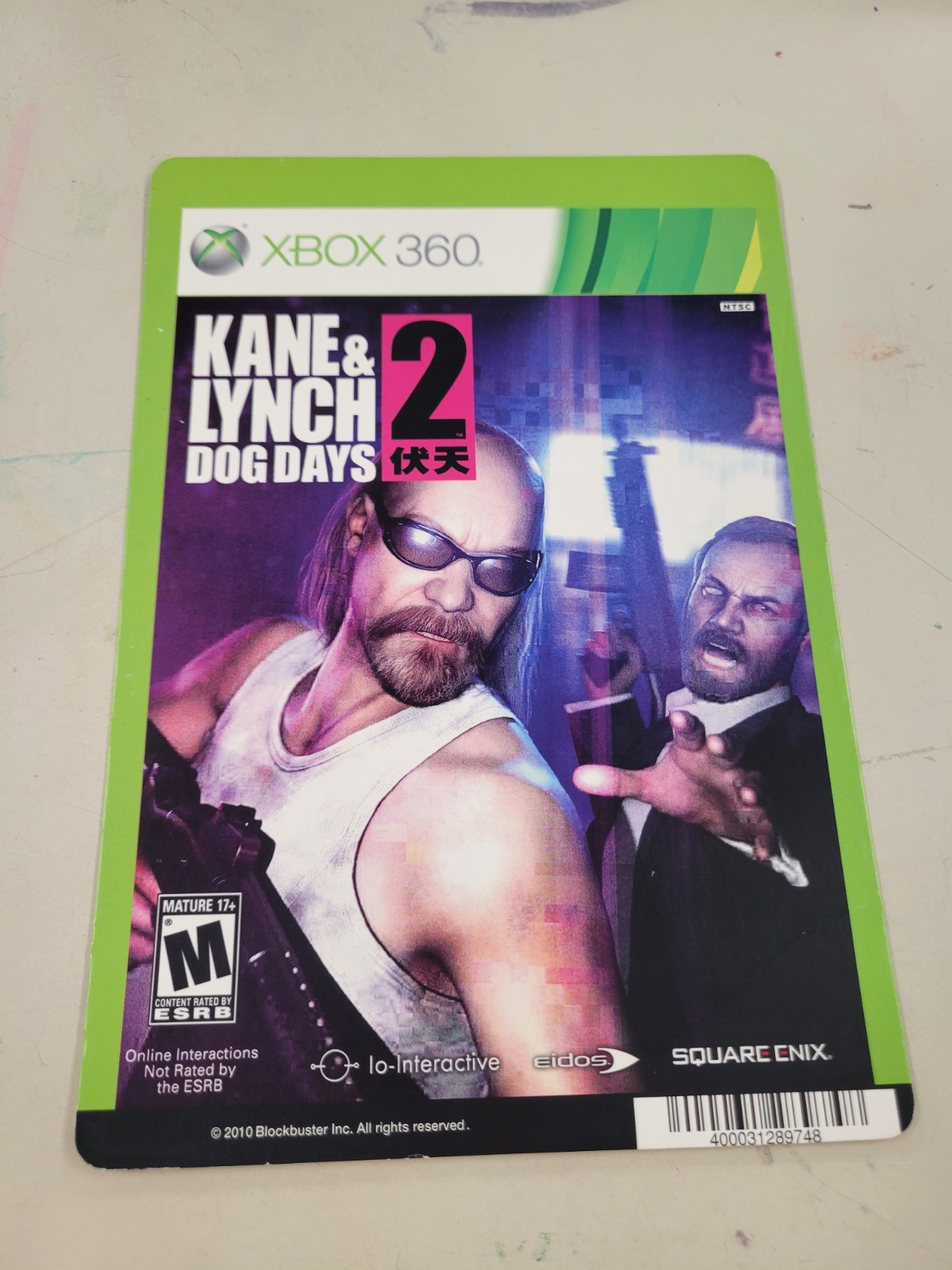Kane And Lynch Dog Days 2 – XBOX 360 BLOCKBUSTER VIDEO BACKER CARD -NO GAME