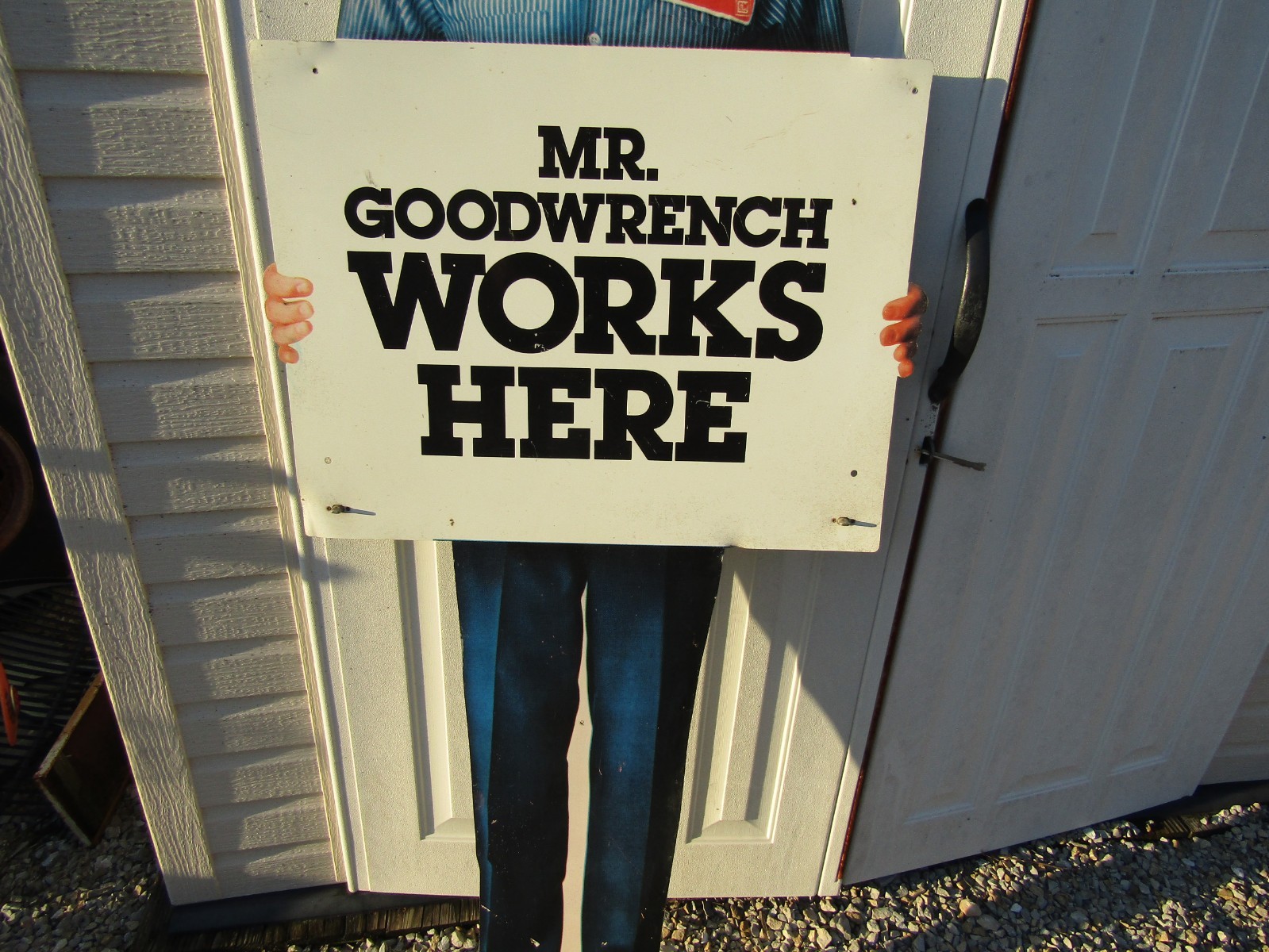 6’ Tall Mr Goodwrench Works Here Metal Sign