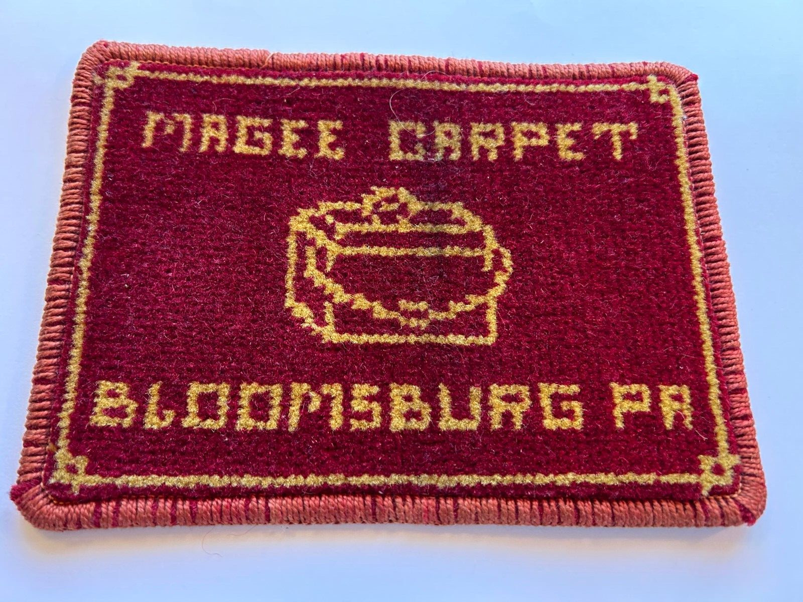 Bloomsburg, PA, Vtg Magee Carpet Salesman’s Sample 1960’s, Red & White Original
