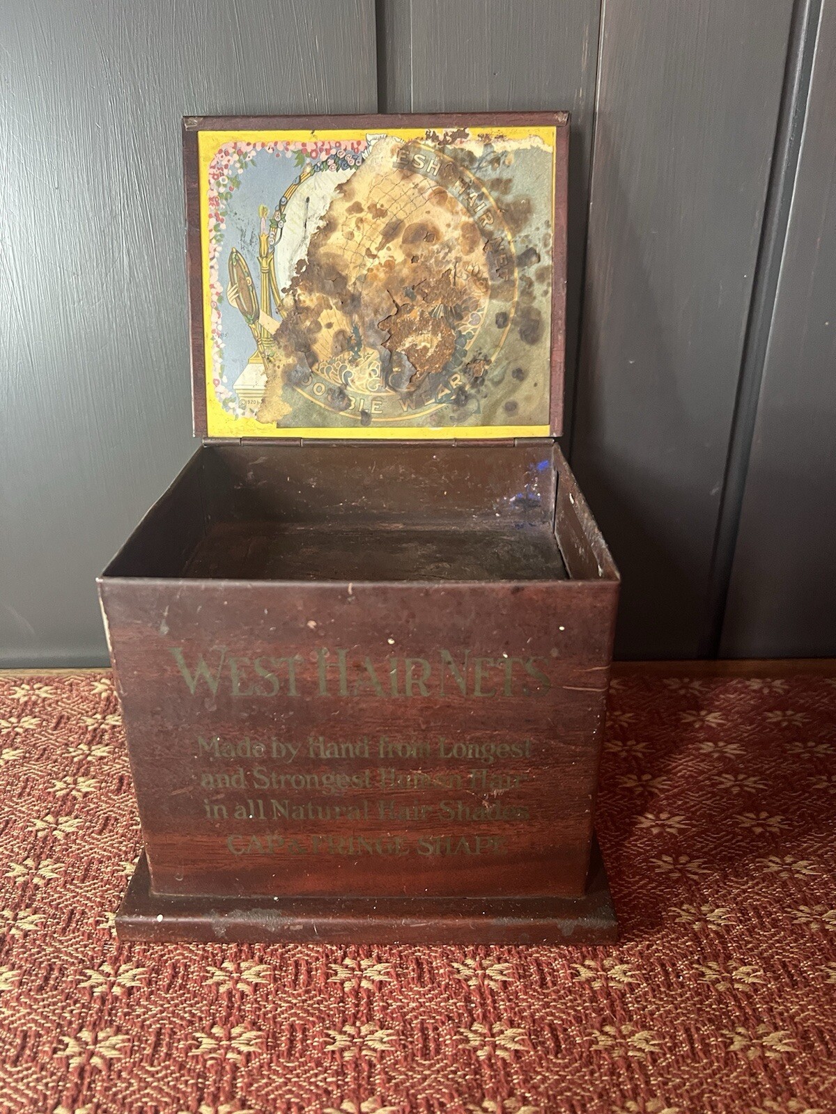 Vintage West Hairnets Display Box Metal