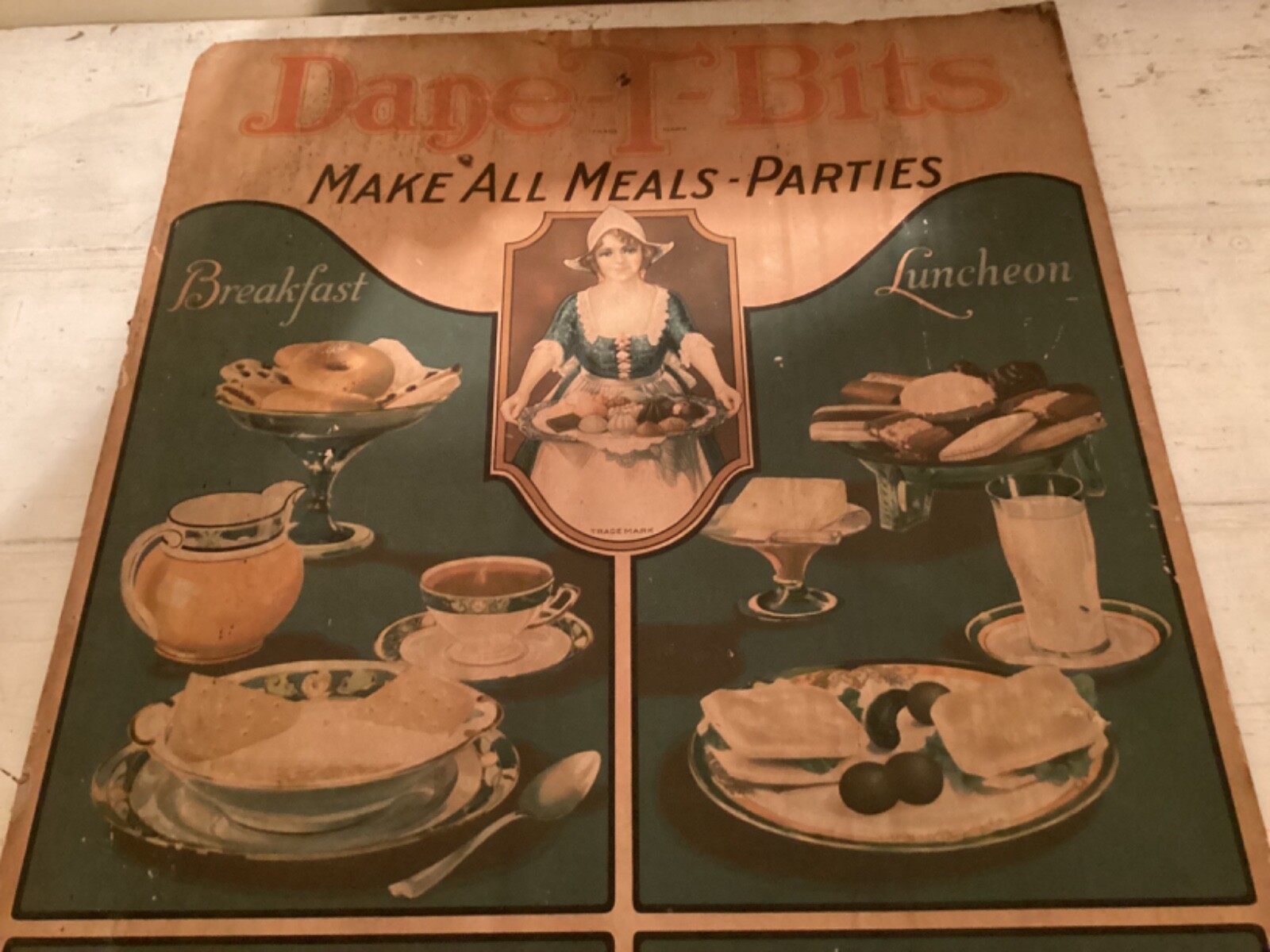 Early 1900s H.W. Clark Biscuit Dane-T-Bits Cardboard Store Display