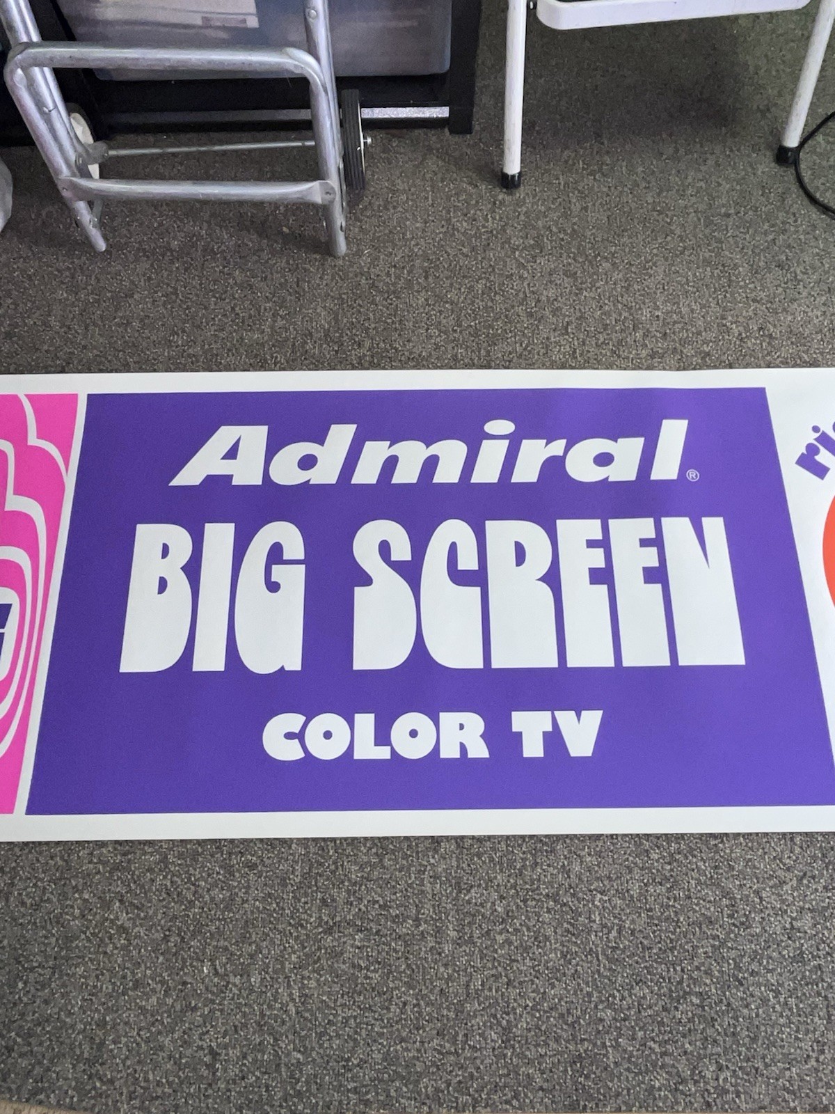 Vintage Admiral 2’x6’ Display Banner Sign – Big Screen Color TV Price Busters