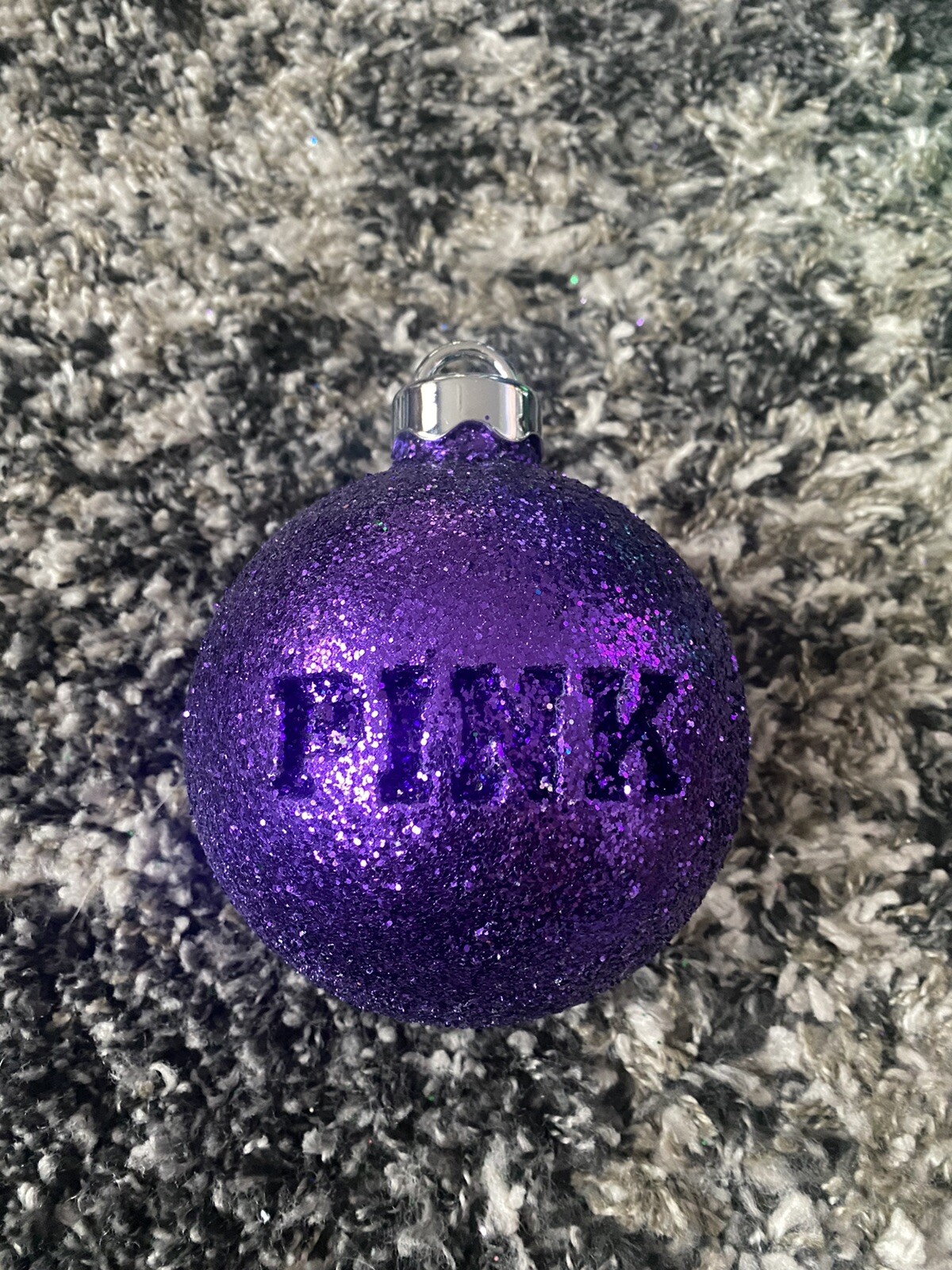 Victoria’s Secret PINK PURPLE Glitter Christmas Ornament Store Display Prop