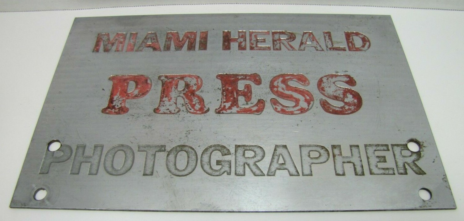 MIAMI HERALD PRESS PHOTOGRAPHER Old Sign Newspaper Magazine Ad Mirror Finish
