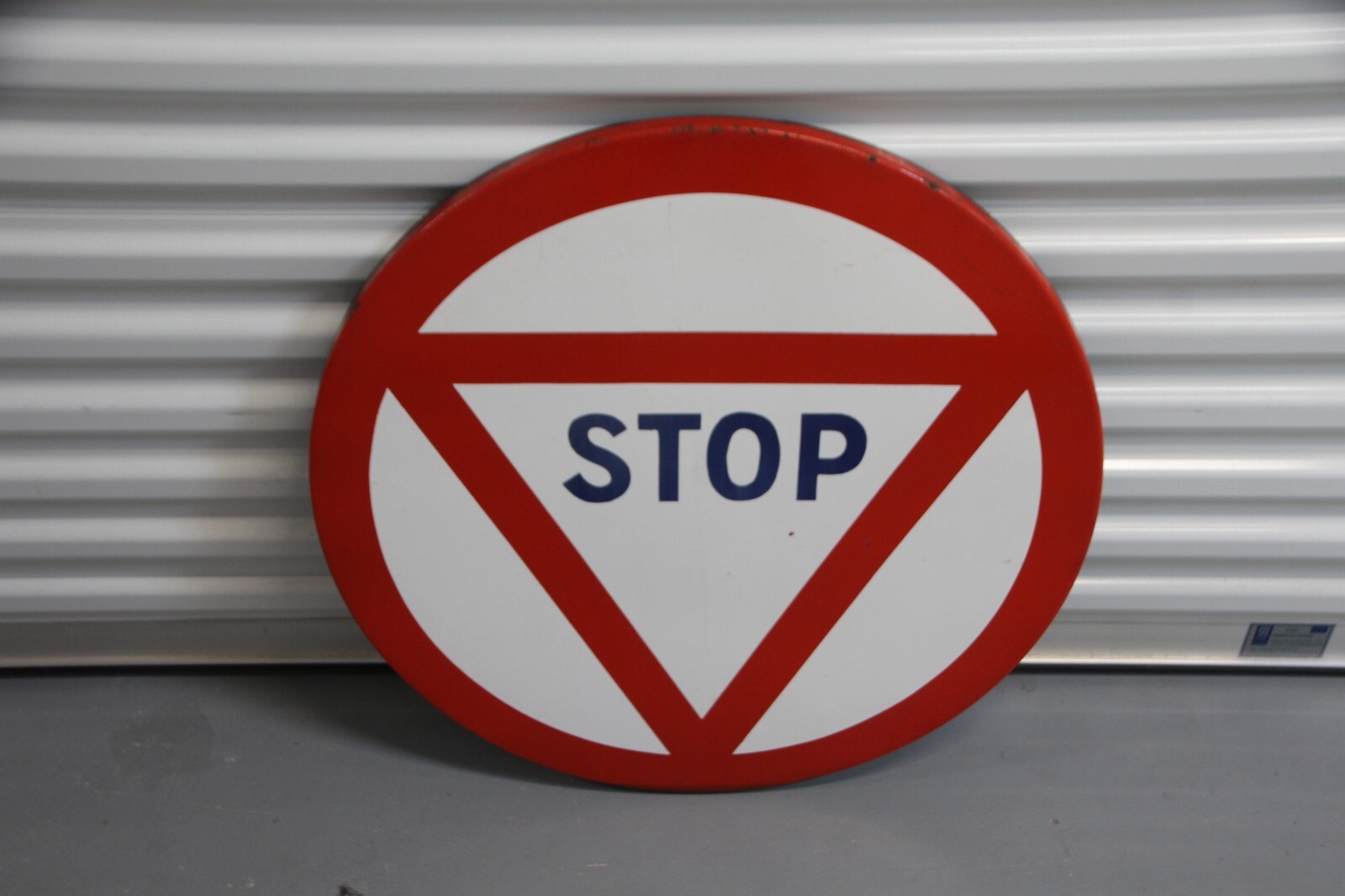 French Vintage Enamel Traffic Sign STOP Vintage Enamel Metal Stop Sign Road Sign