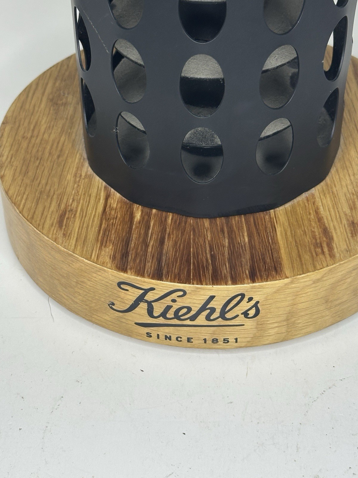 Kiehl’s Retail Store Display Mirror Brush Holder Counter Fixture Wood Stand