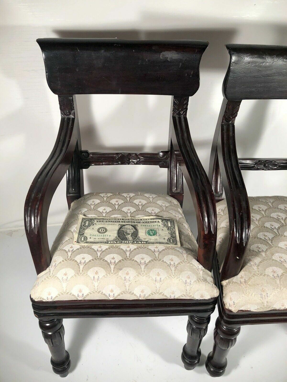 Salesman Sample Vintage Pair Matching Wood Carved Armchairs Doll Display Seats