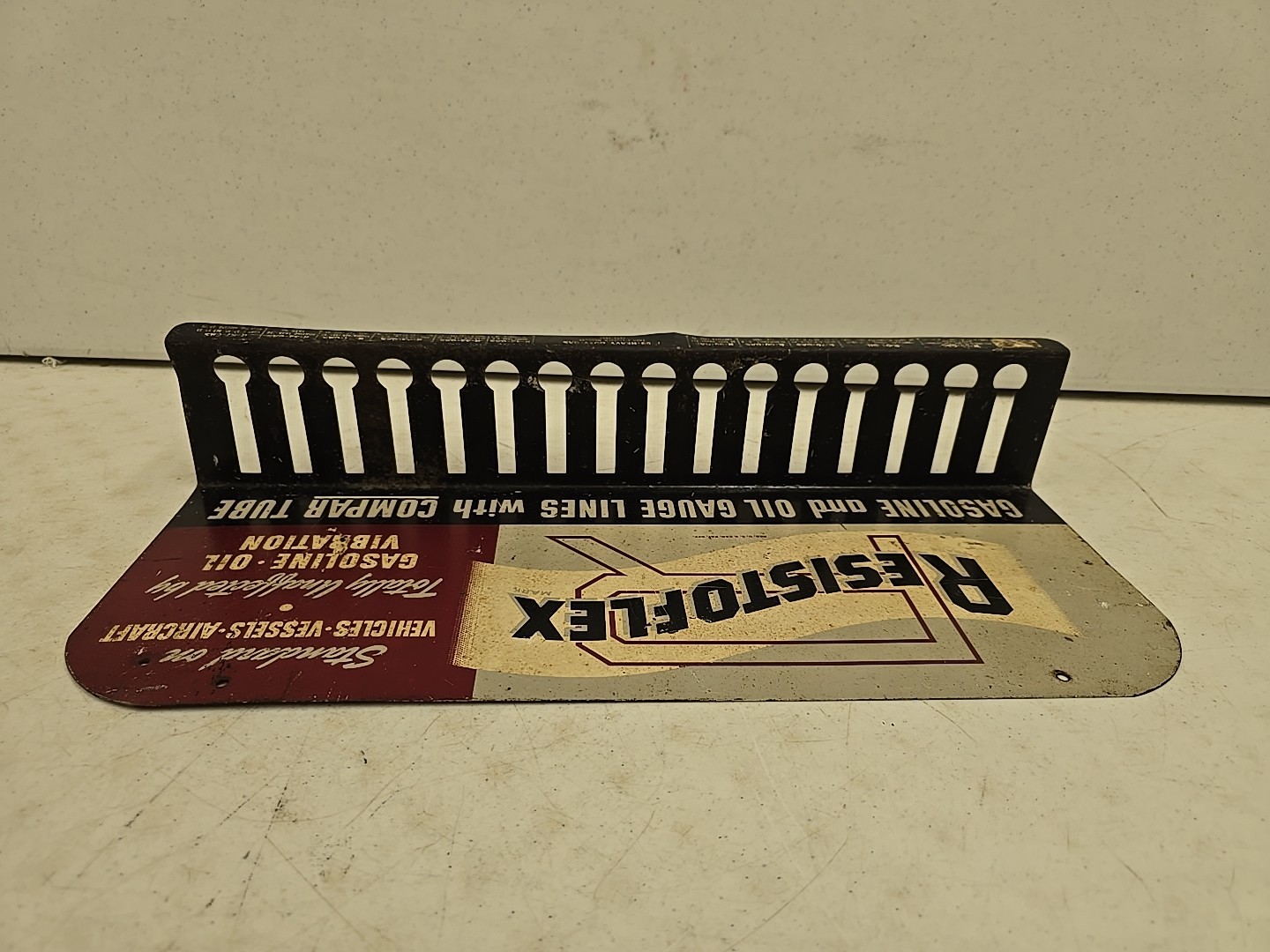 Vintage Resistoflex Gasoline Oil Lines Advertising Store Display Rack Sign