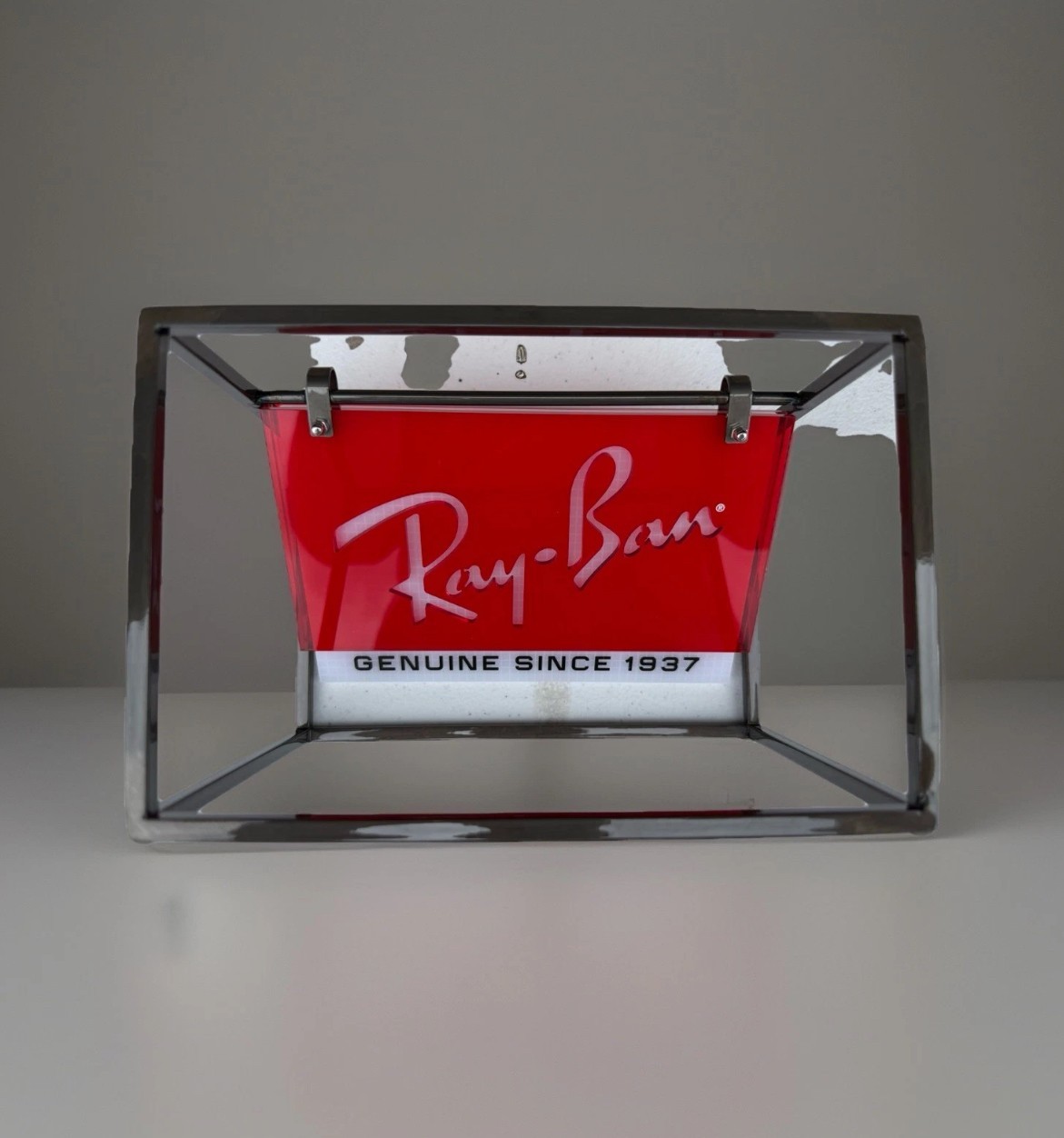 NIB “RAY-BAN Genuine Since 1937” Double Sided Metal/acrylic Counter Display Sign