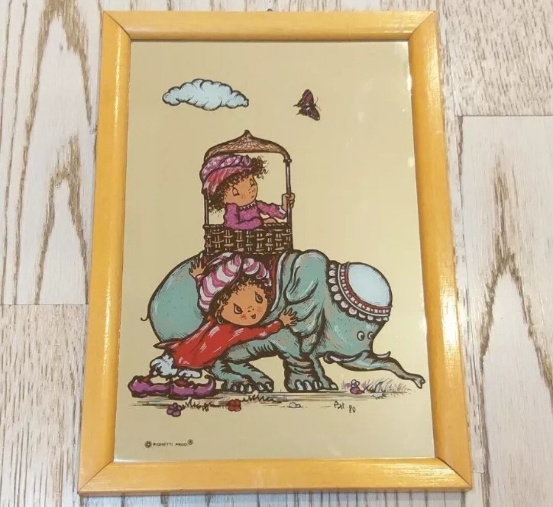MIRROR FRAME-CHILDREN AND ELEPHANT-PAT 80′-VINTAGE-RIGHETTI DESIGN ITALY