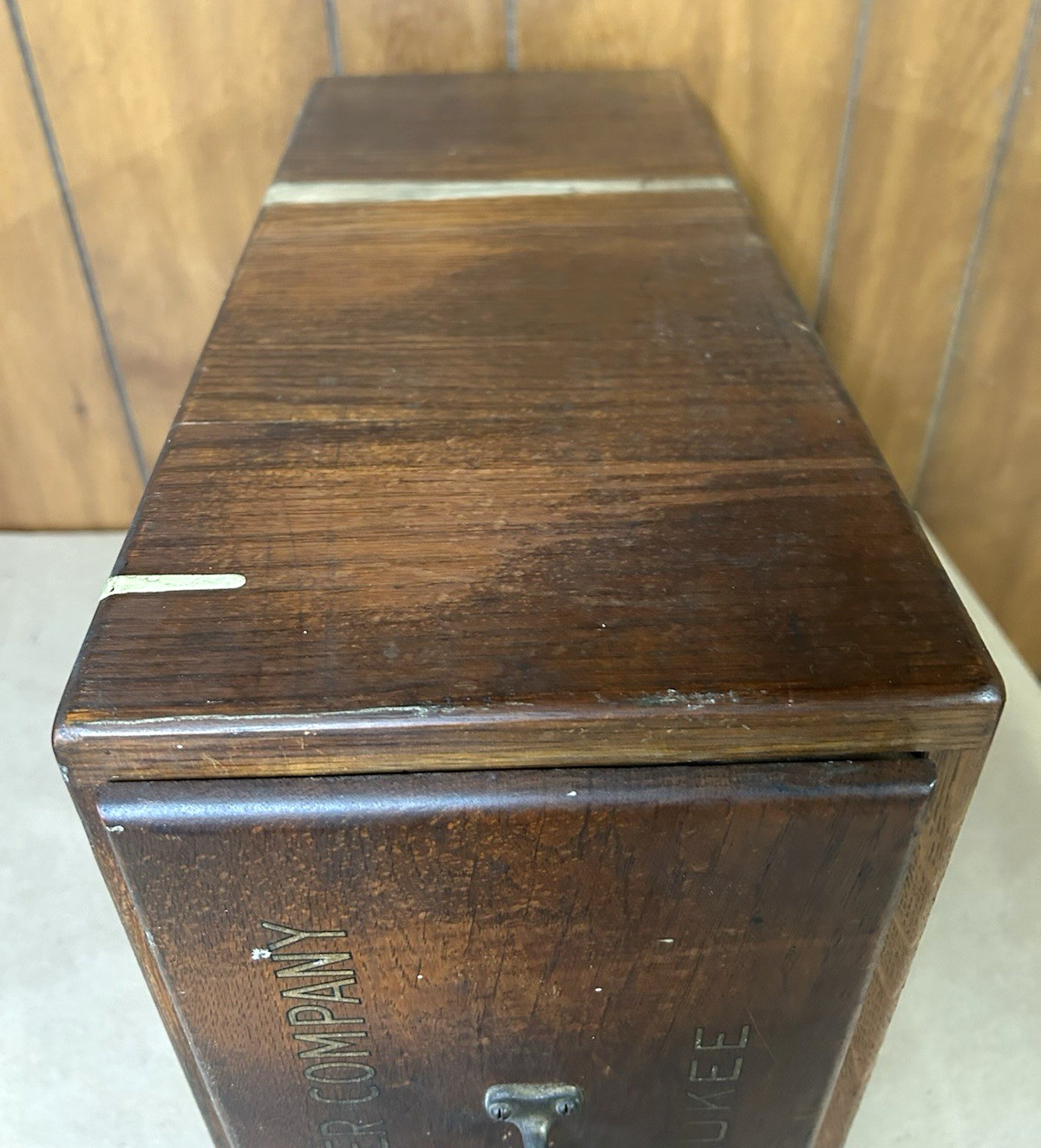 OBO Rare VTG Standard Paper Company Milwaukee WI Oak Wood Drawer