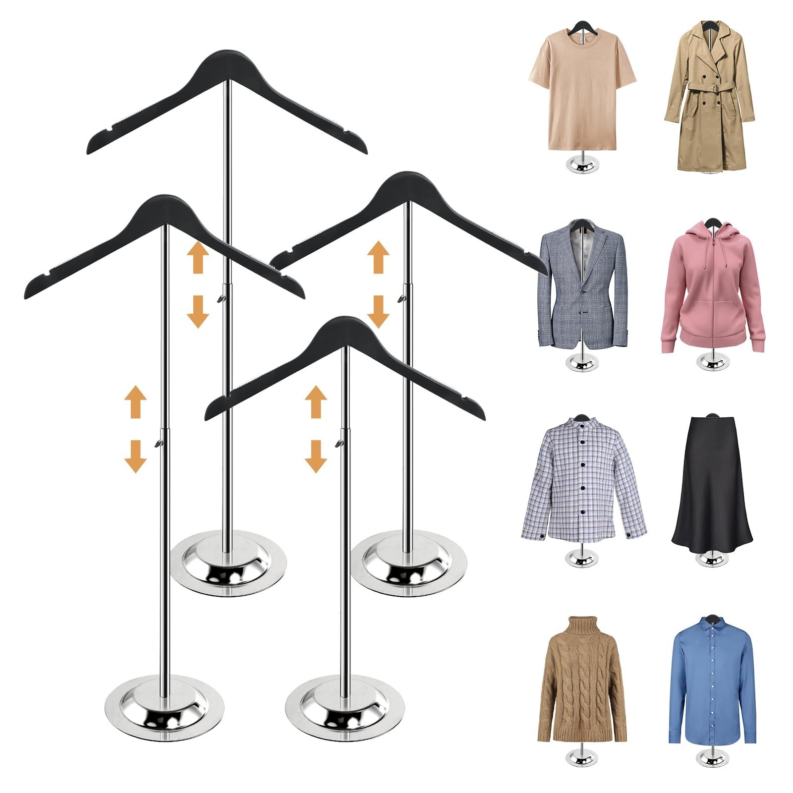 Height Adjustable T-Shirt Display Stand 20-35 Inch, 4 Pcs Clothing Rack for Vend