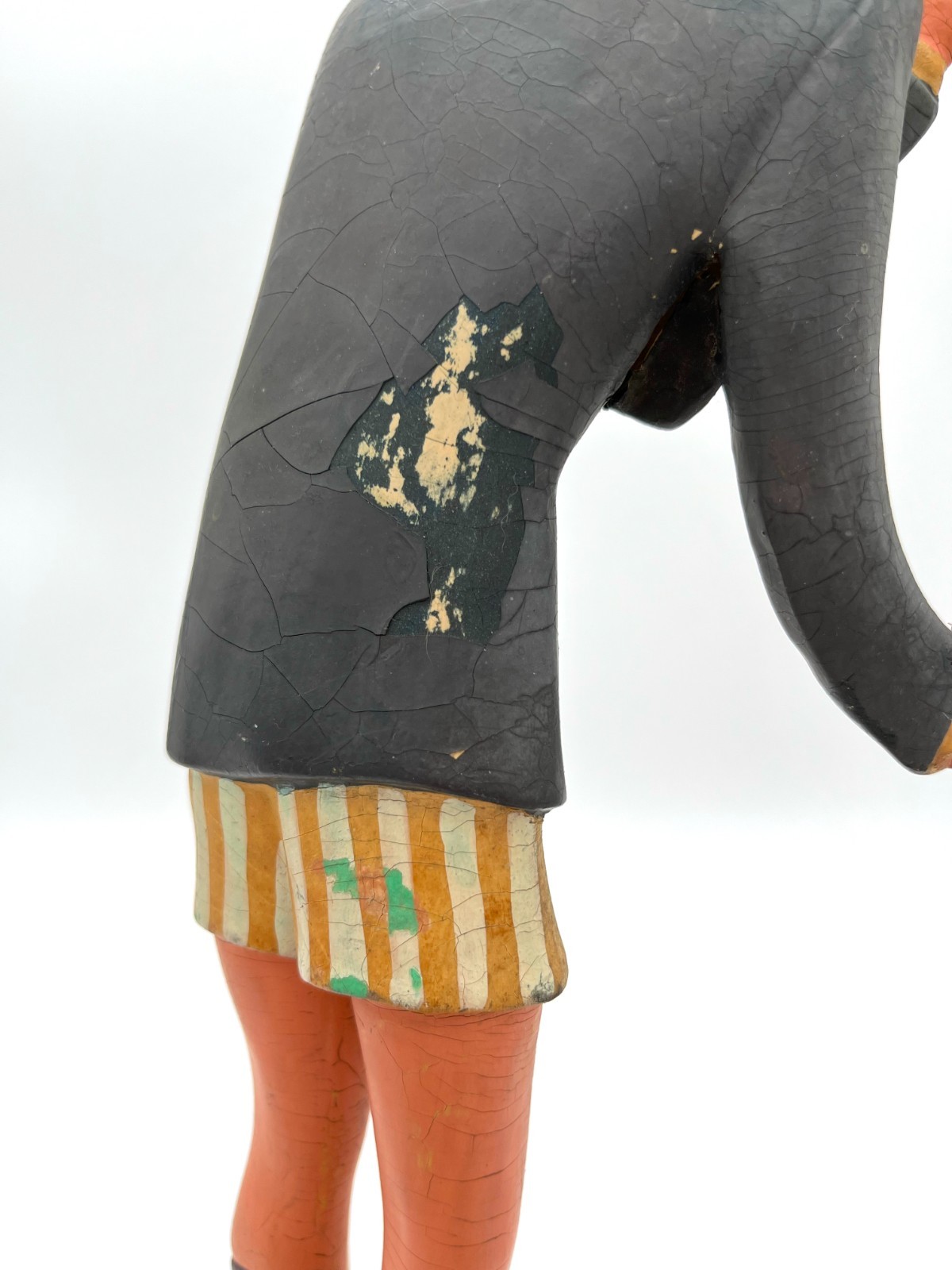 MCM Advertising Store Display Figure Signed Folk Art Man w Sock Garters 14″