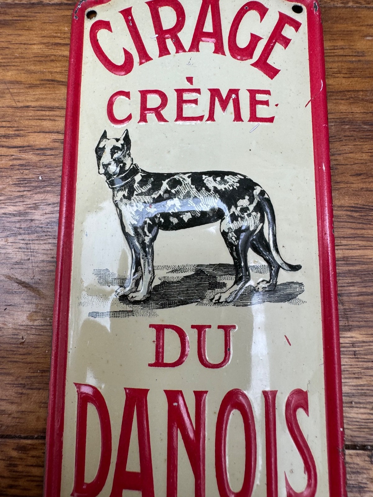 Antique Danish Cream Wax Clean Sheet N Black Lion Enamel Plate Eclipse