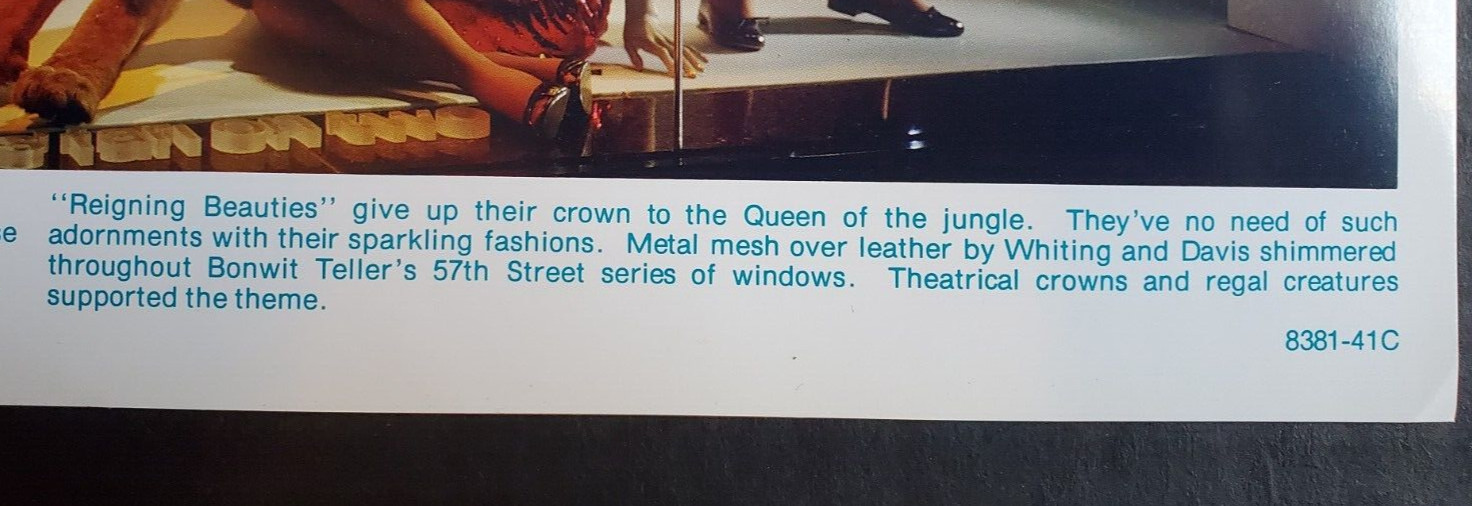 1980s BONWIT TELLER, NEW YORK WINDOW DISPLAY PHOTO PRINT REIGNING BEAUTIES