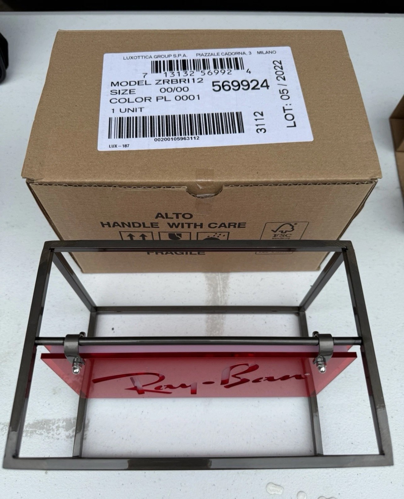 NIB “RAY-BAN Genuine Since 1937” Double Sided Metal/acrylic Counter Display Sign