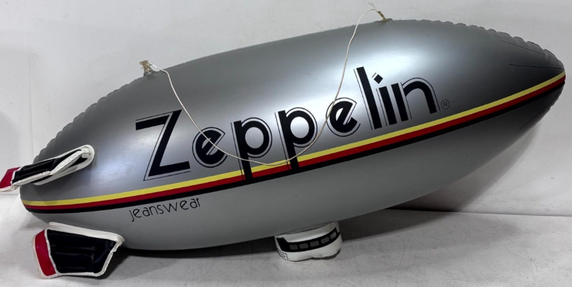 Vintage Zeppelin Jeanswear Advertising Blimp Inflatable Display 31” Silver Rare