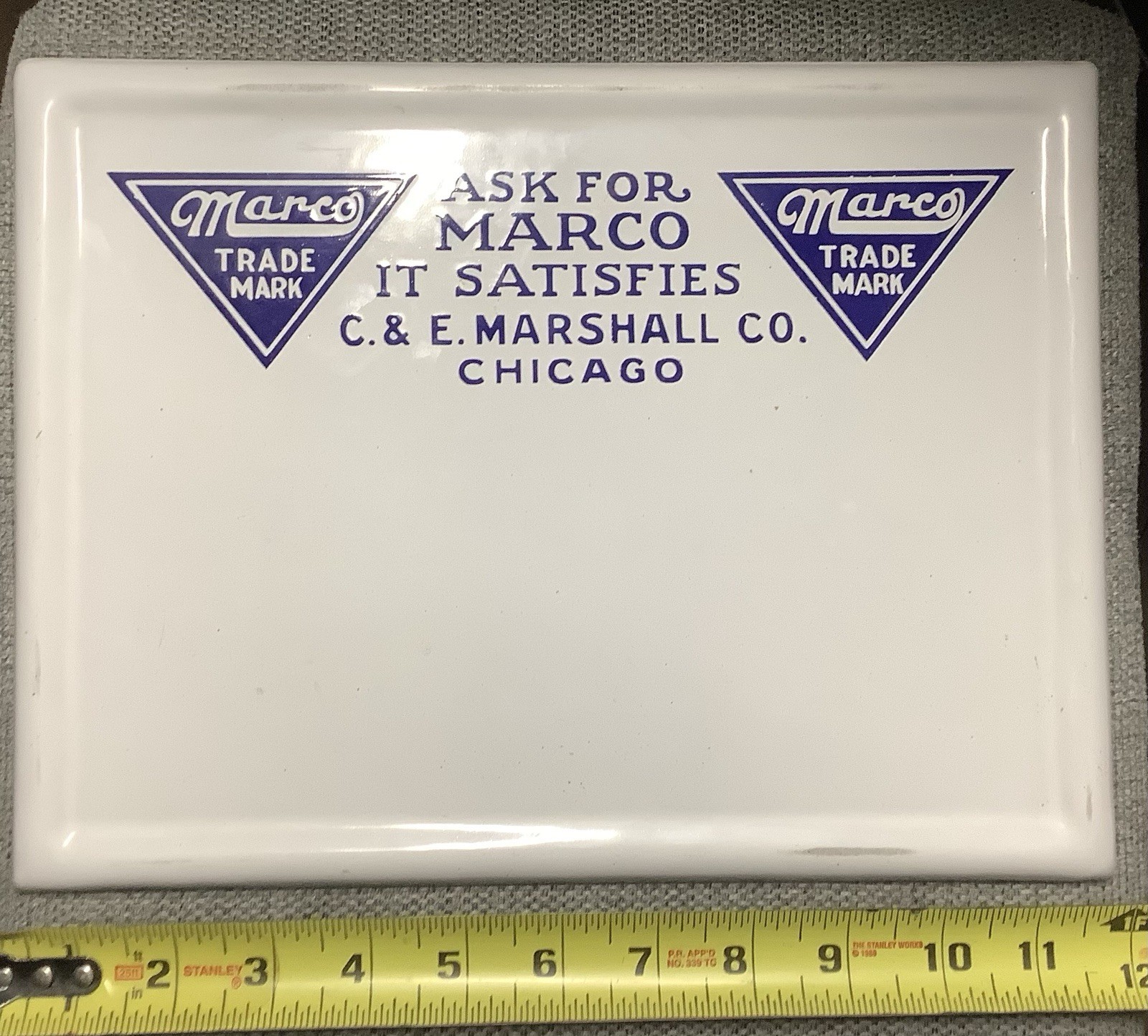 Marco Watch Parts Enameled Cast Iron Countertop Advertising Tray ~ 1920s NICE!