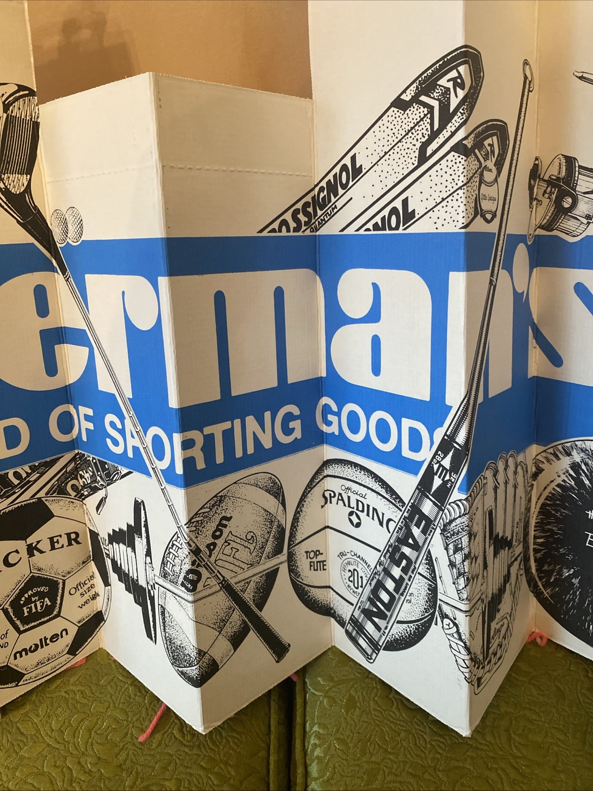 Herman’s World Of Sporting Goods Window STANDEE Vintage FOLD PROMO Sign RARE AD