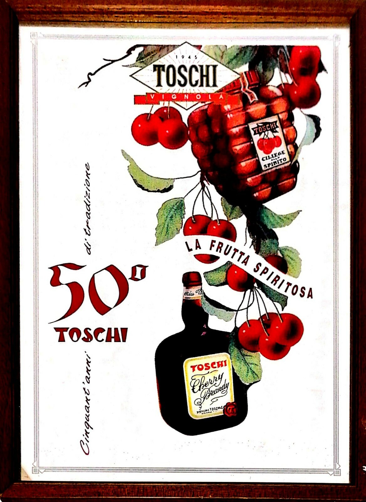 vintage rough spirit cherries advertising mirror cm 50×40