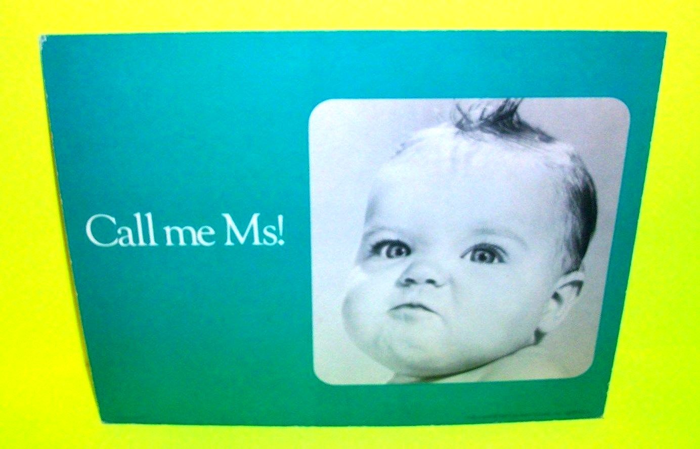 Vtg 1974 Store Display by April House. Grumpy Kid Call me Ms! Some fading