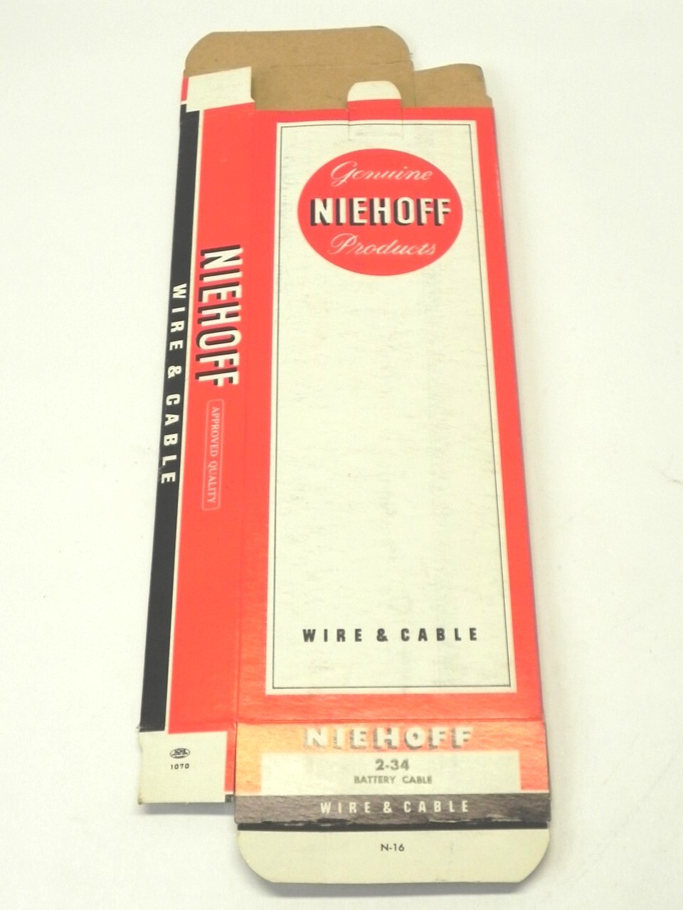 VINTAGE NIEHOFF WIRE & CABLE DISPLAY BOX *BOX ONLY #N16 NEW UNUSED 12×4.25×1.25″