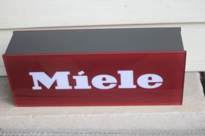 Miele lighted Advertising Sign Red Grey & White 12 3/8 X 4 3/4