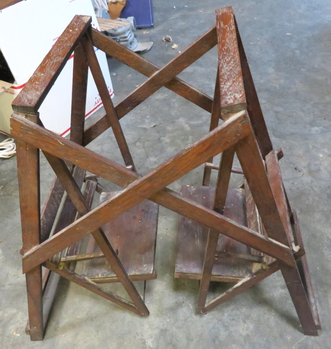 Vintage Oak Store Display Salesman Sample Double Glider Porch Swing (gar)